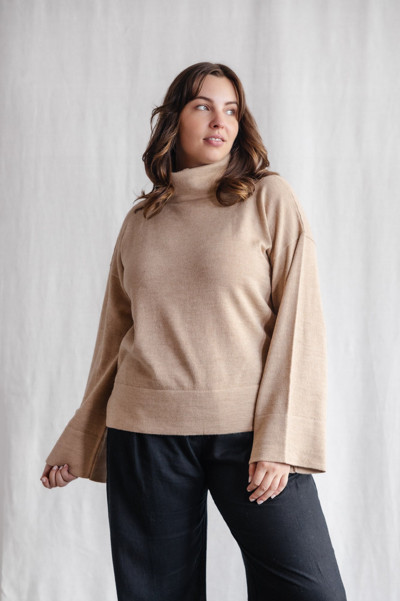 Baby Alpaca Turtleneck Knitted Sweater Atico Beige
