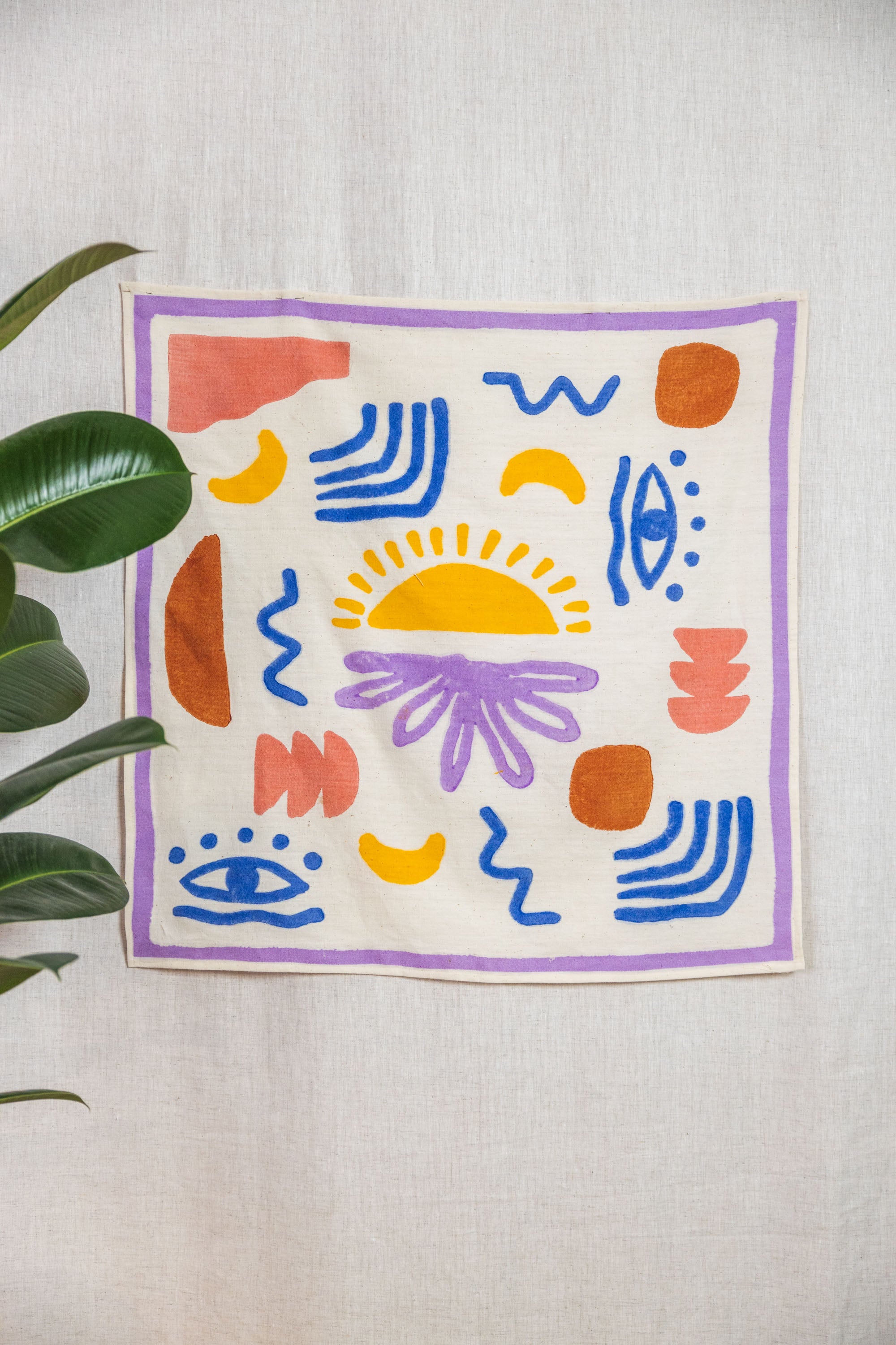 Organic Cotton Wall Hanging Aankh Block Print Colorful