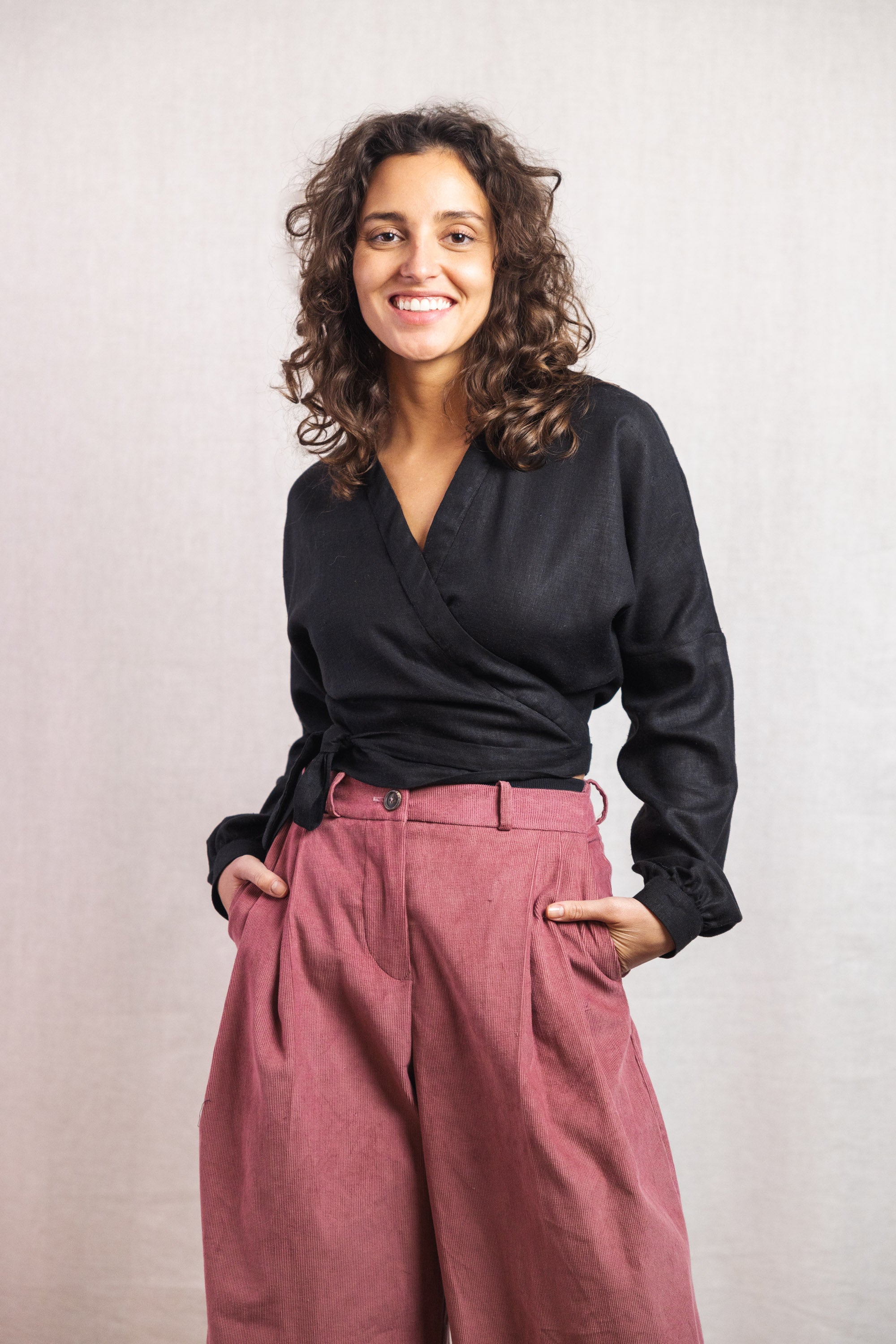 Organic cotton wrap blouse Harita Black