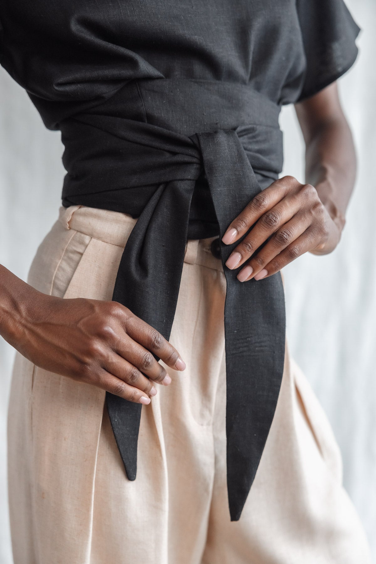 Hanf/Tencel Wickelshirt Amaranth Schwarz