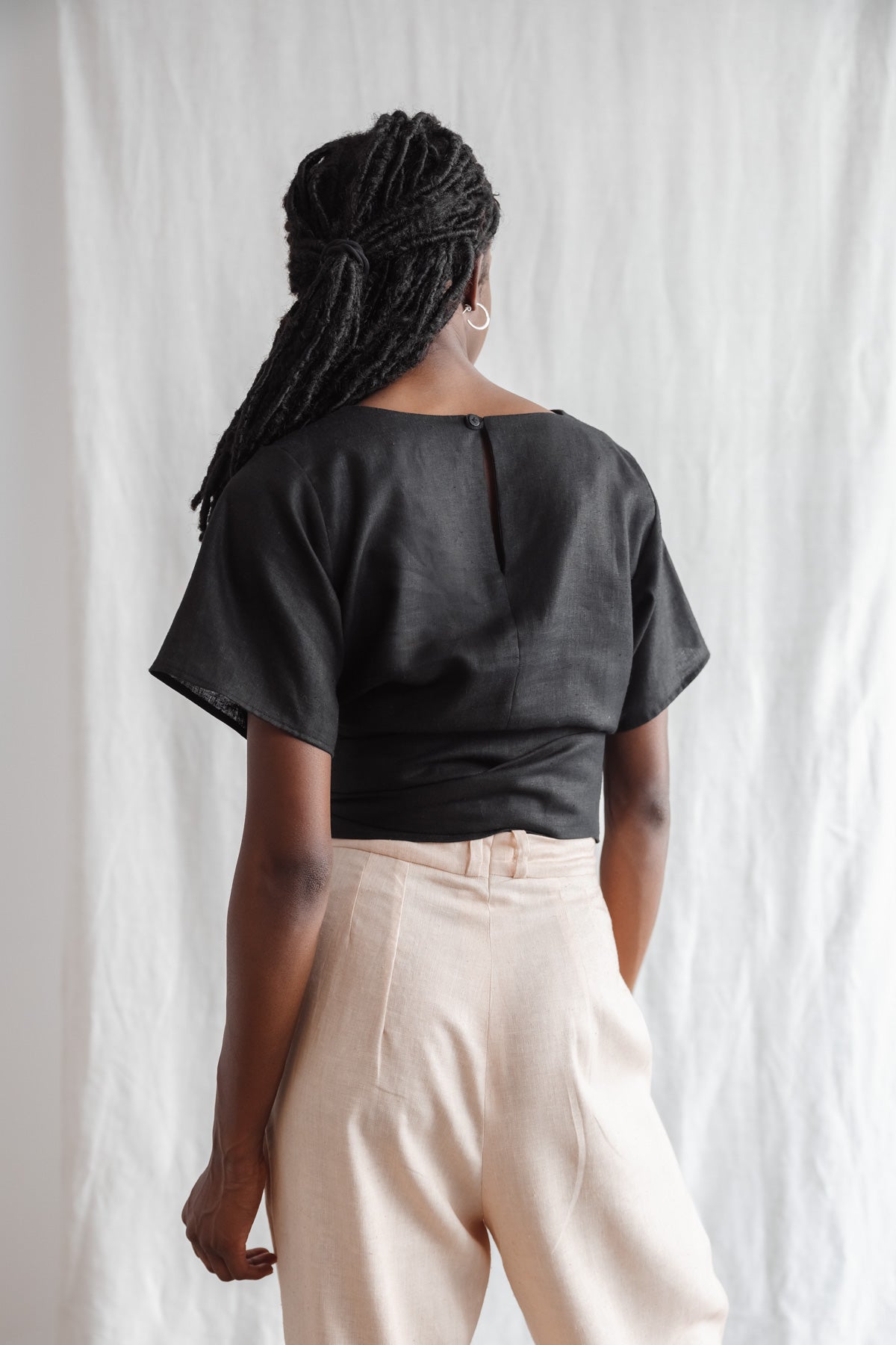 Hanf/Tencel Wickelshirt Amaranth Schwarz