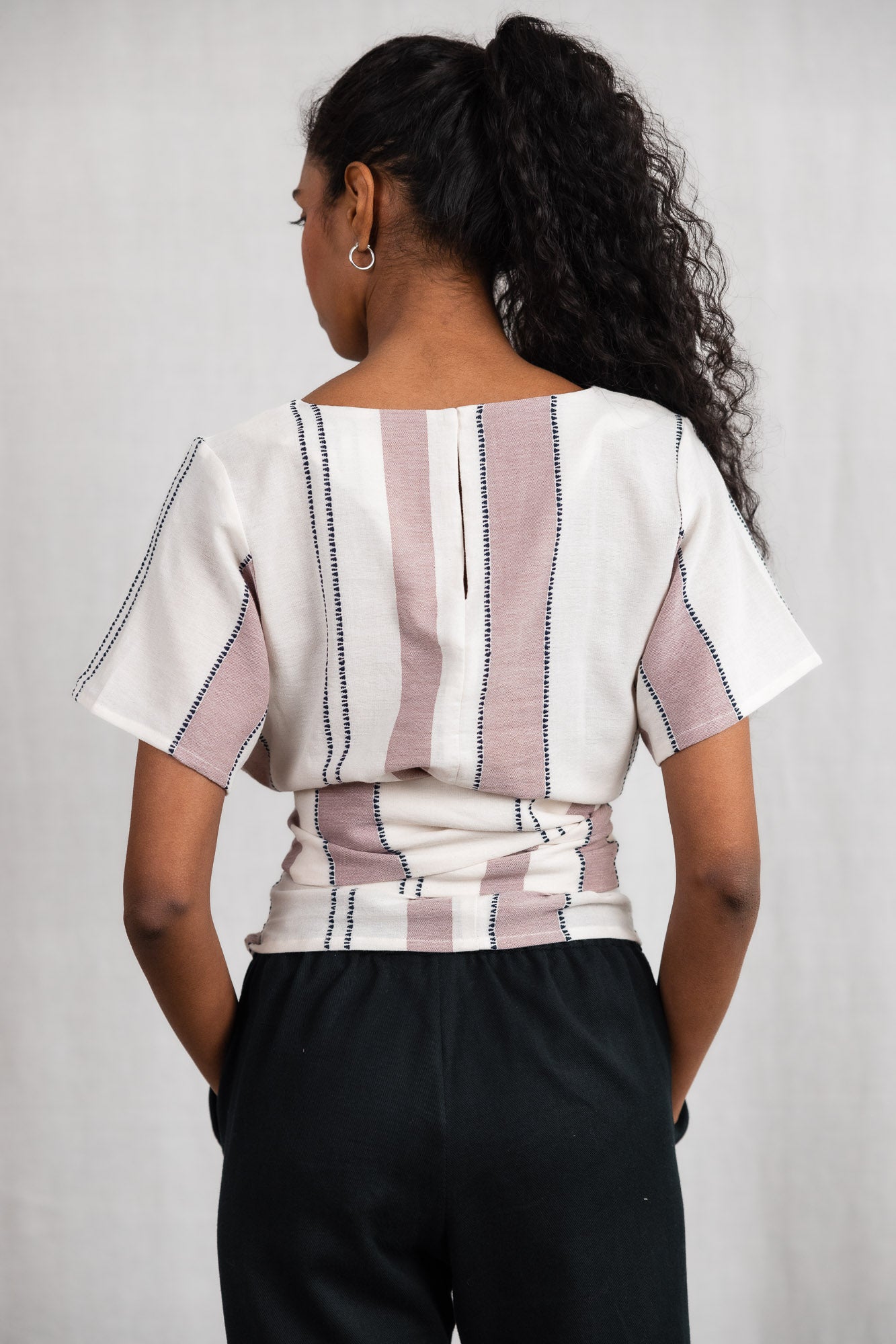 Baumwoll Wickelshirt Amaranth Webmuster Altrosa