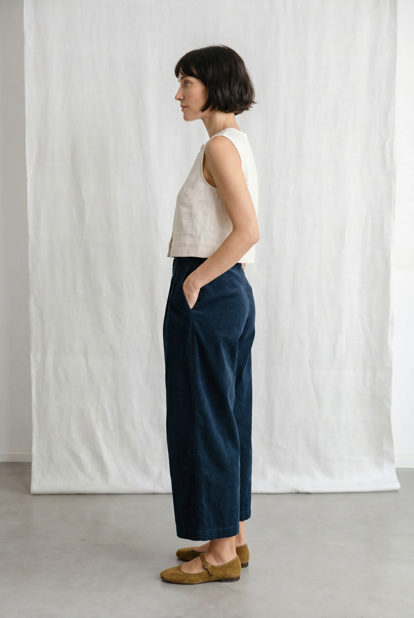 Bio-Baumwollcord Culotte Awasi Nachtblau