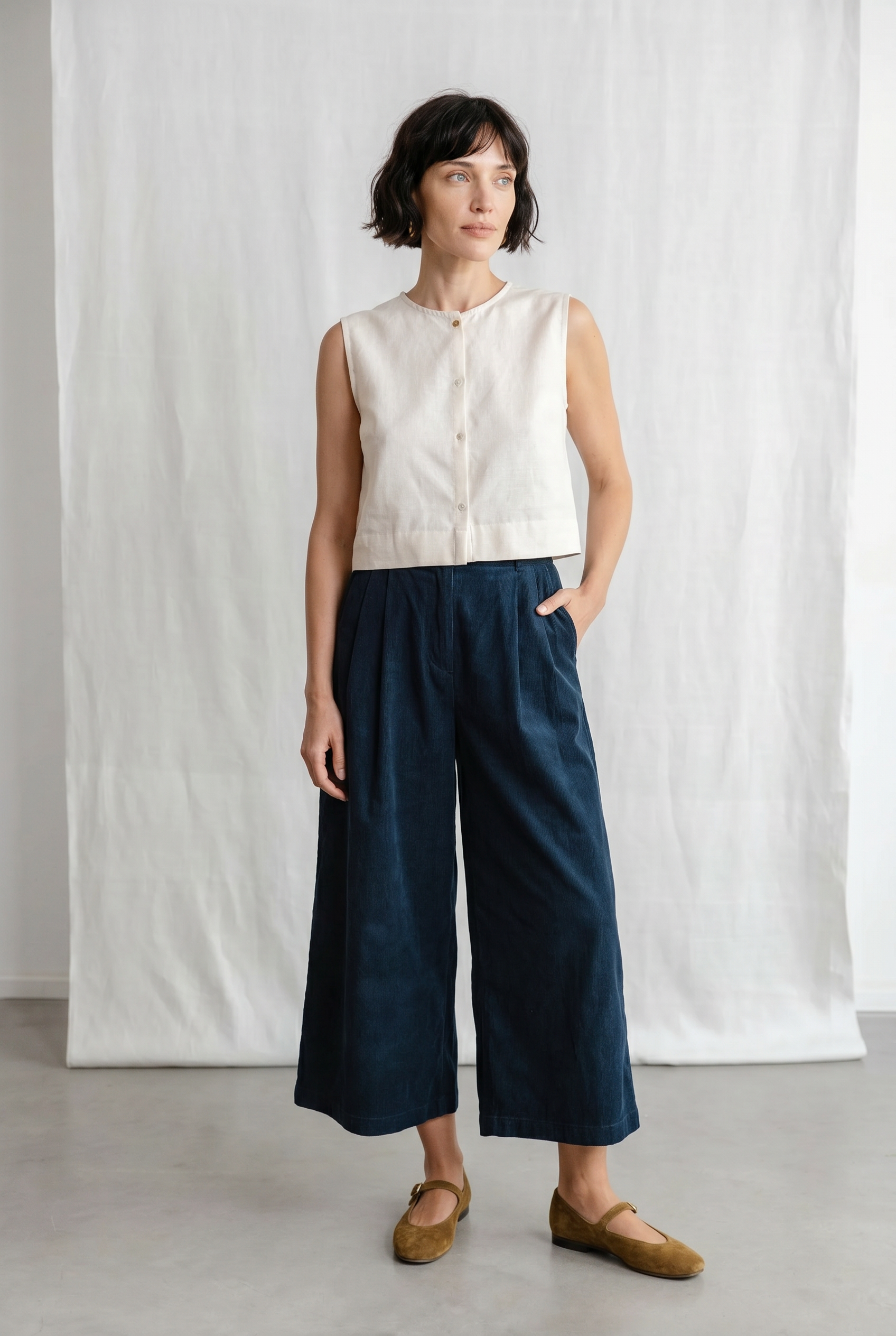 Bio-Baumwollcord Culotte Awasi Nachtblau