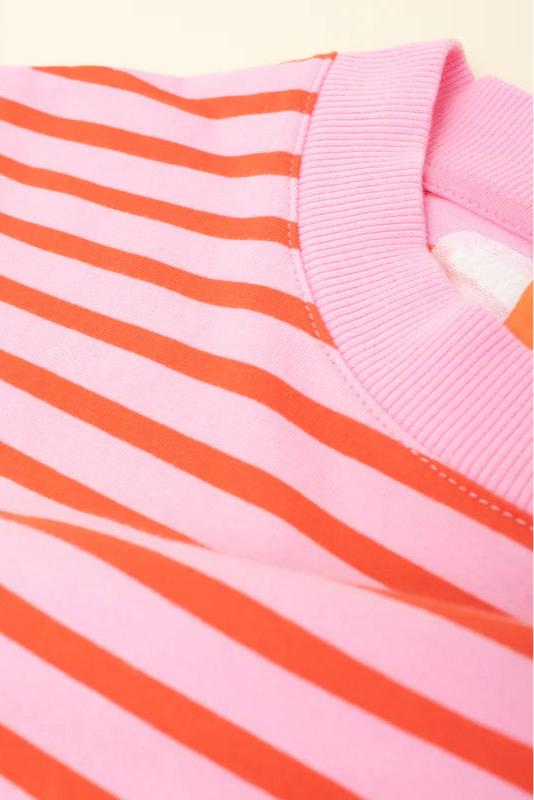 Popeia Bio-Baumwoll T-Shirt Streifen Pink/ Rot