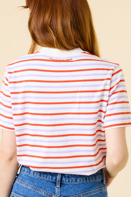 Popeia Bio-Baumwoll T-Shirt Streifen Rot/ Lila/ Weiß