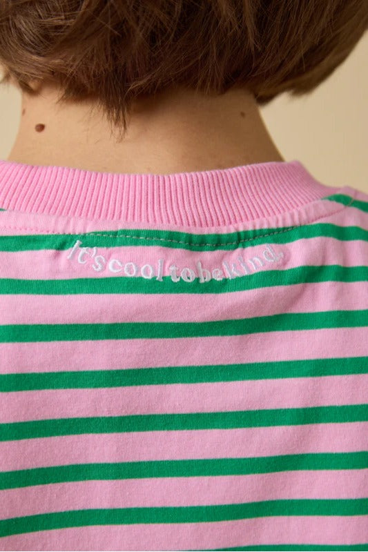 Popeia Bio-Baumwoll T-Shirt Streifen Pink/ Grün