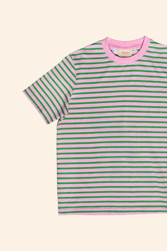 Popeia Organic Cotton Striped T-Shirt Pink/Green