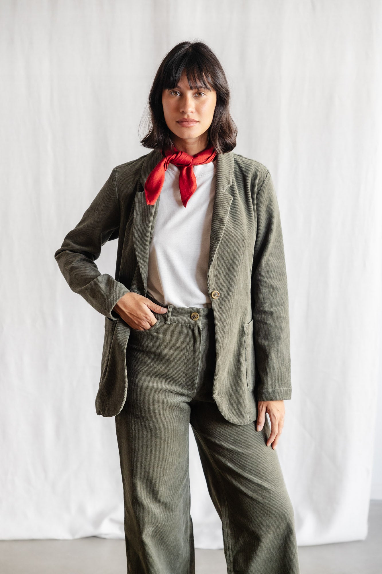 Bio-Baumwollcord Blazer Sharad Pistazie