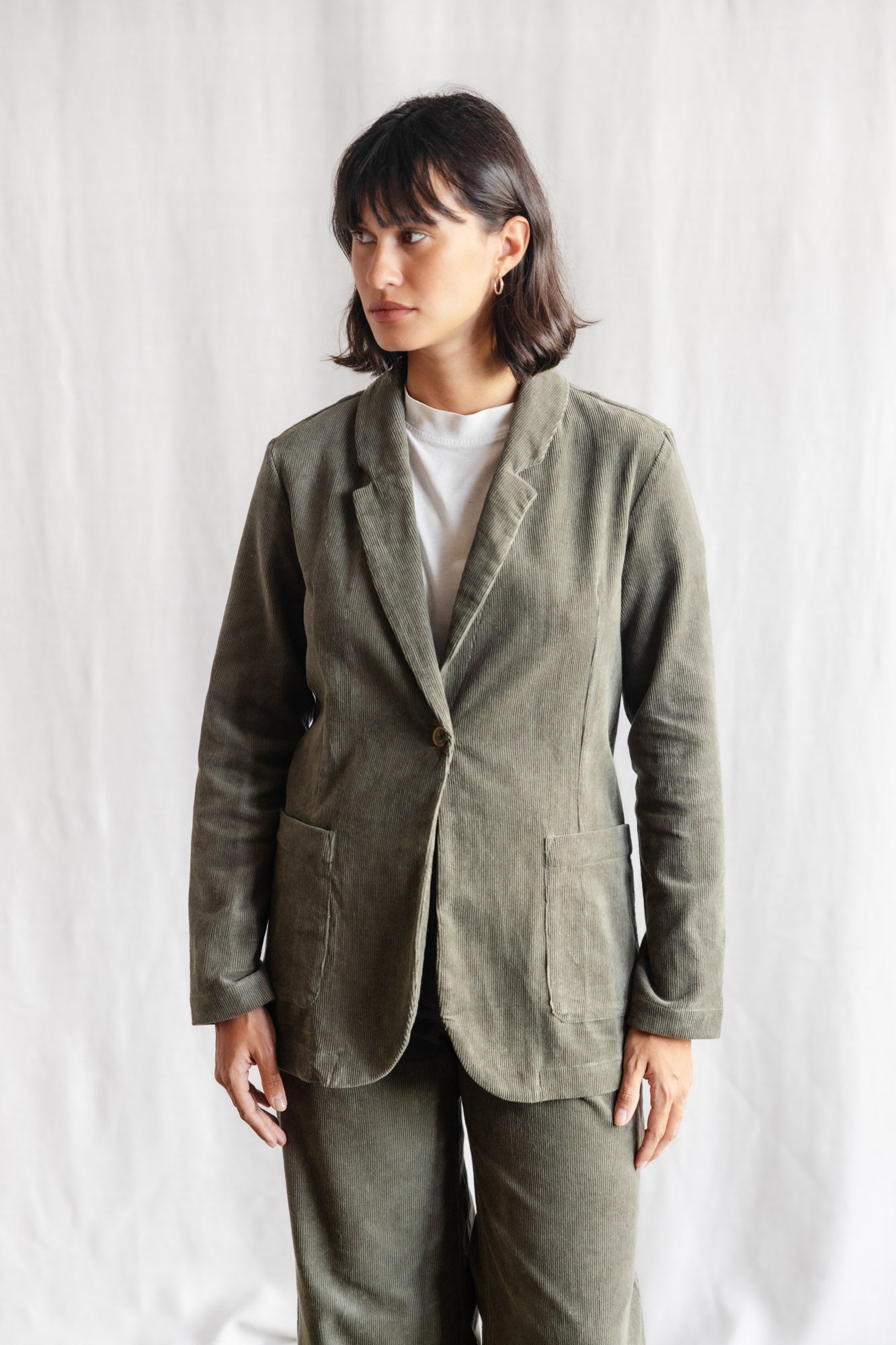 Bio-Baumwollcord Blazer Sharad Pistazie