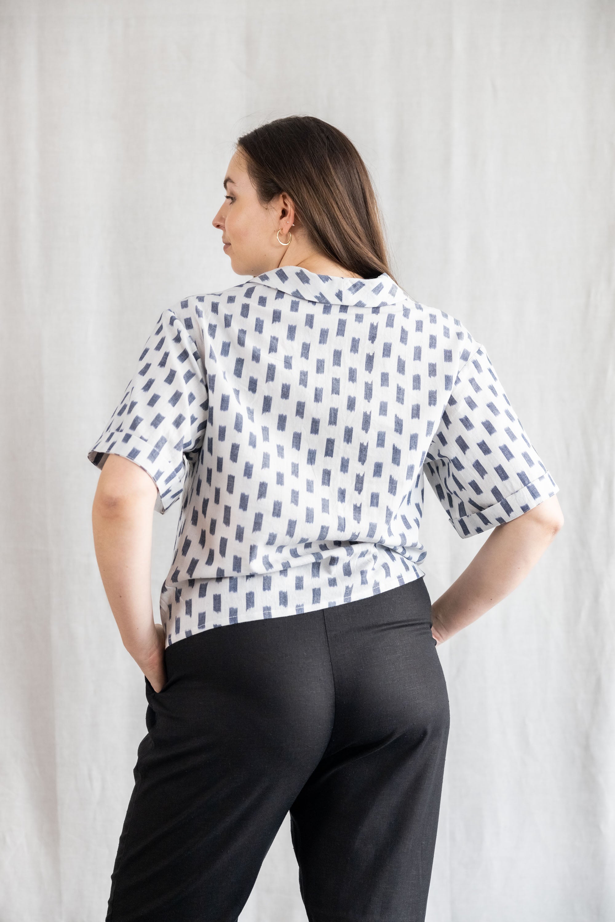 Organic Cotton Blouse Avani Ikat White