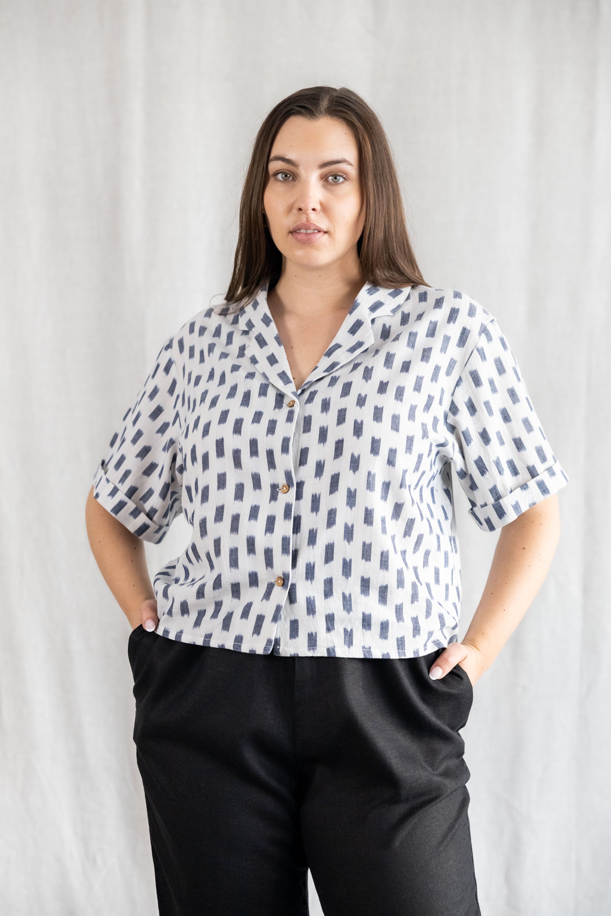 Organic Cotton Blouse Avani Ikat White