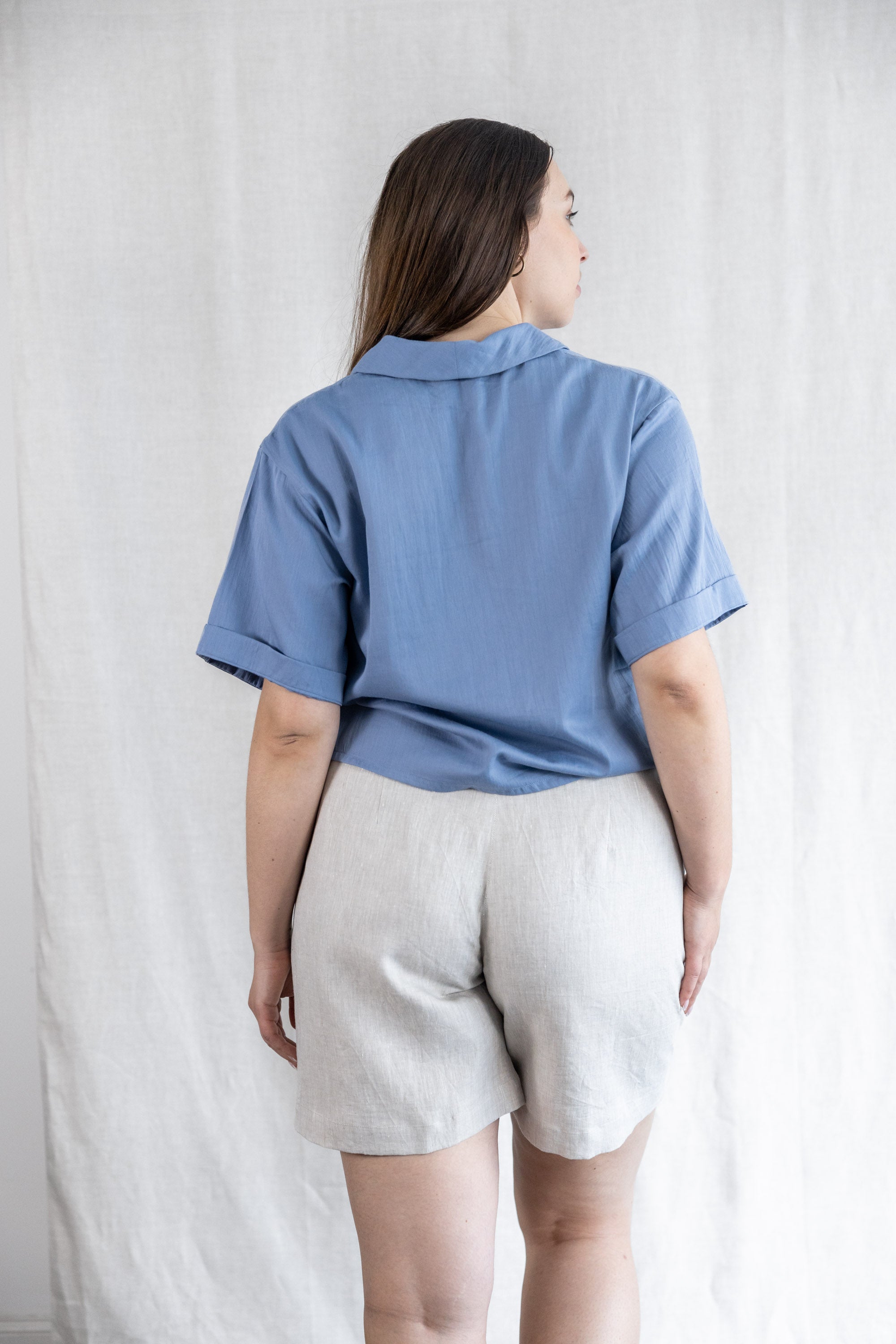 Organic Cotton Blouse Avani Satin Blue