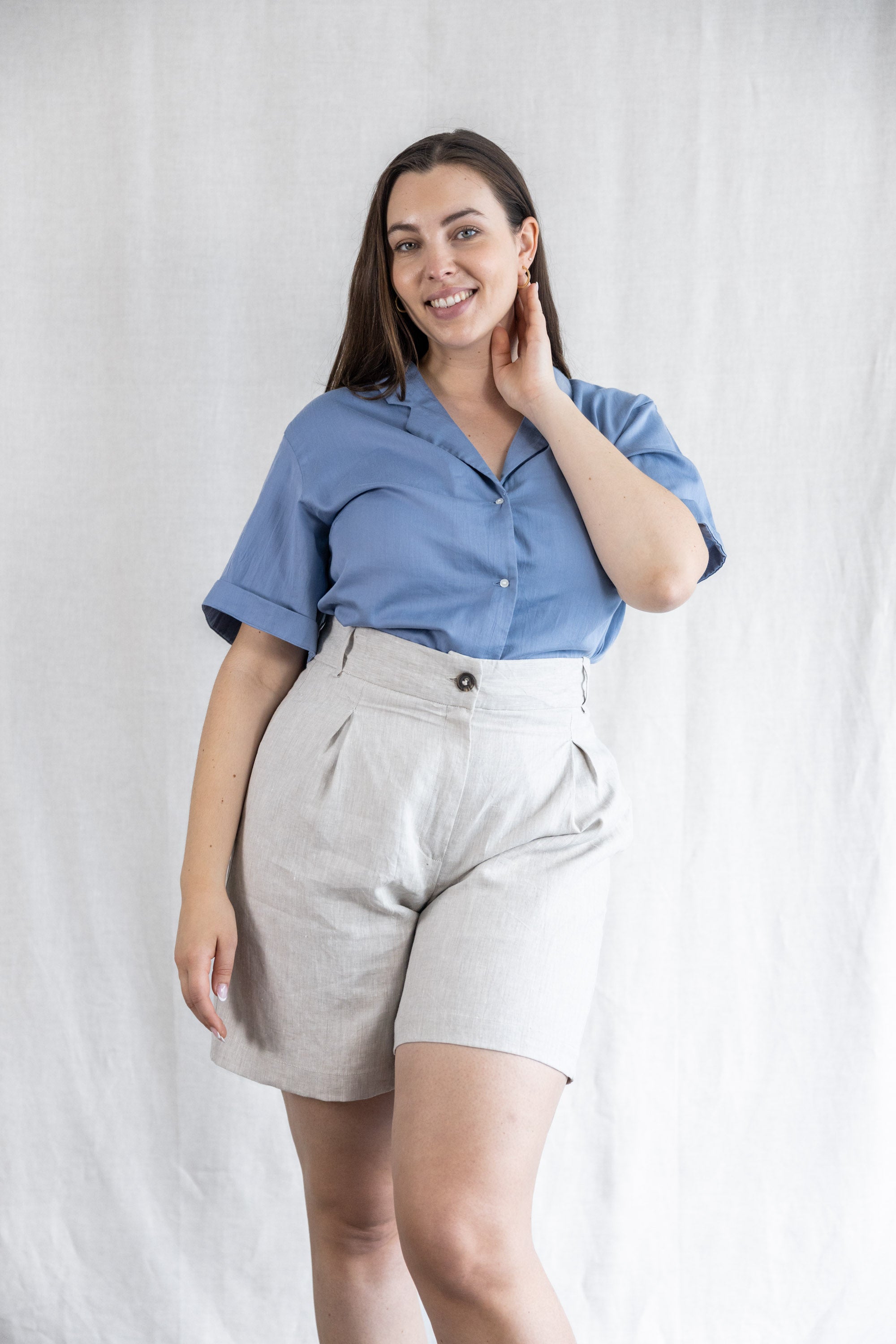 Organic Cotton Blouse Avani Satin Blue