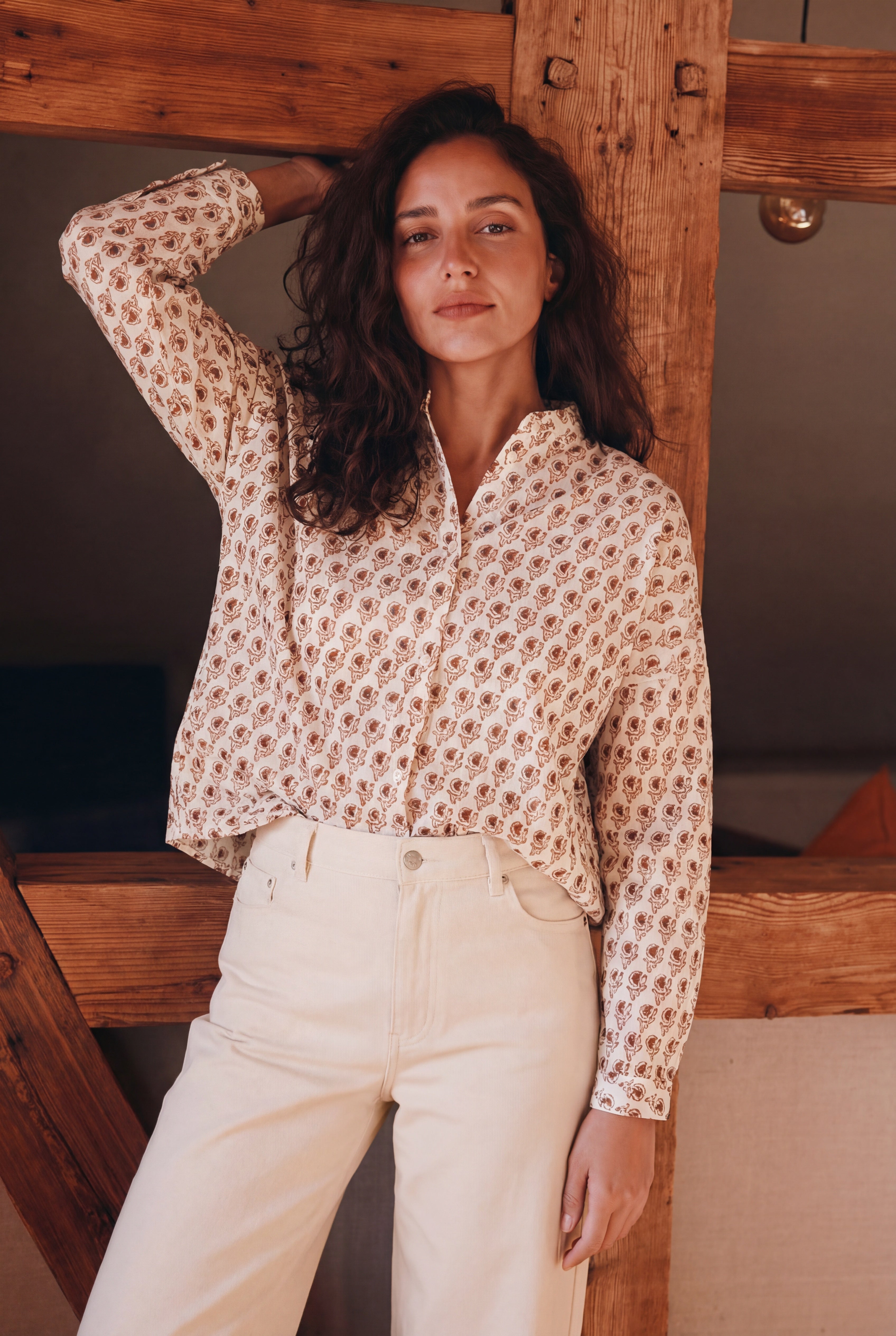 Organic cotton blouse Hawali block print