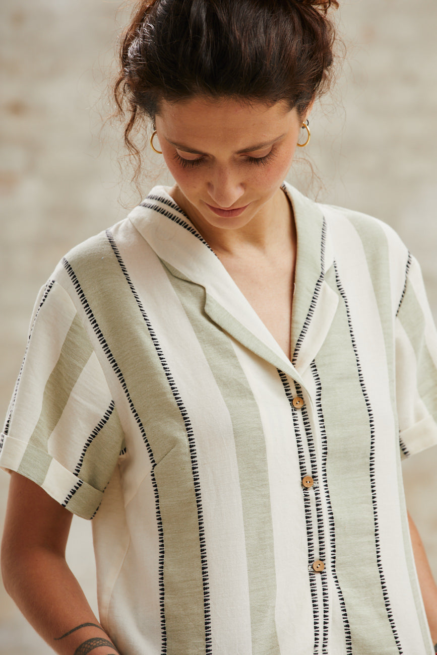 Cotton Blouse Avani Weave Pattern Green