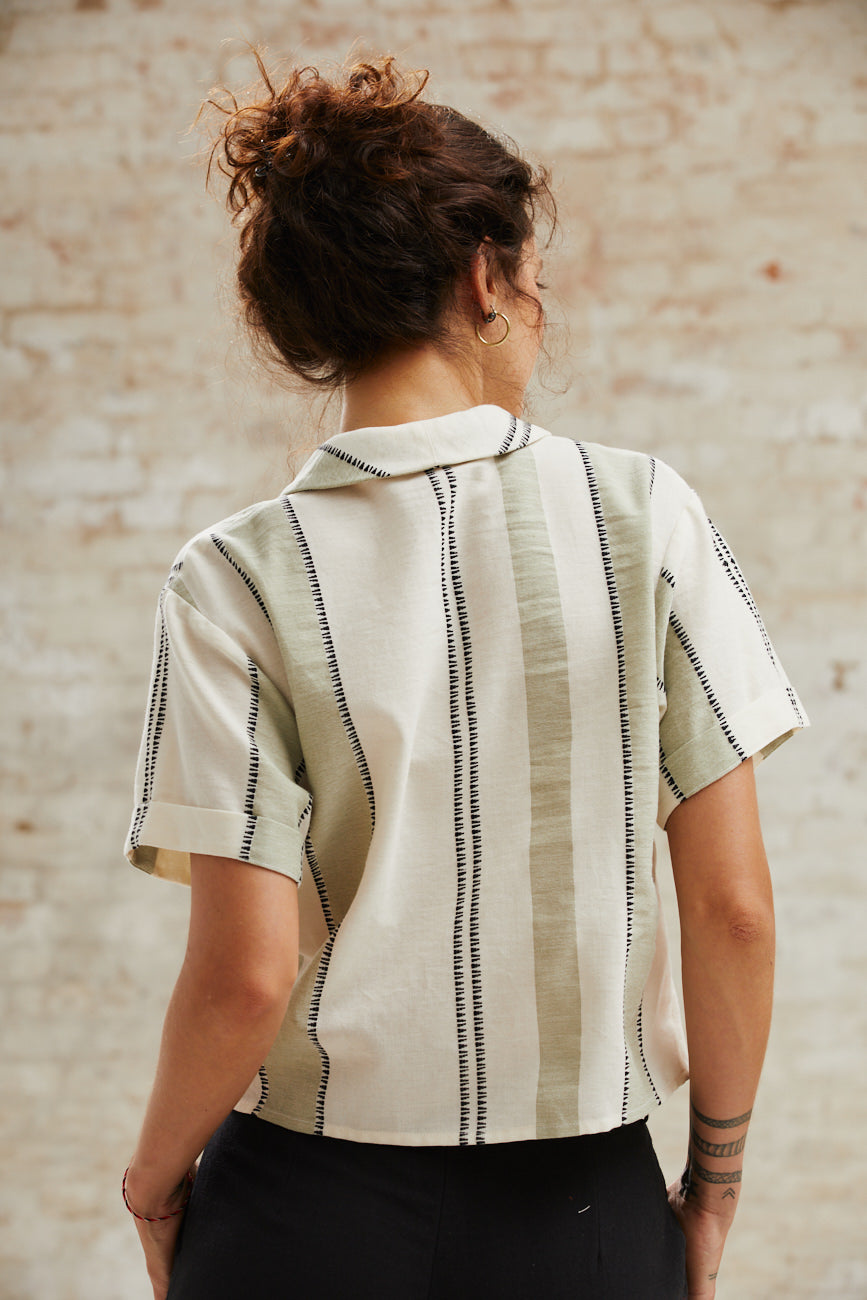Cotton Blouse Avani Weave Pattern Green