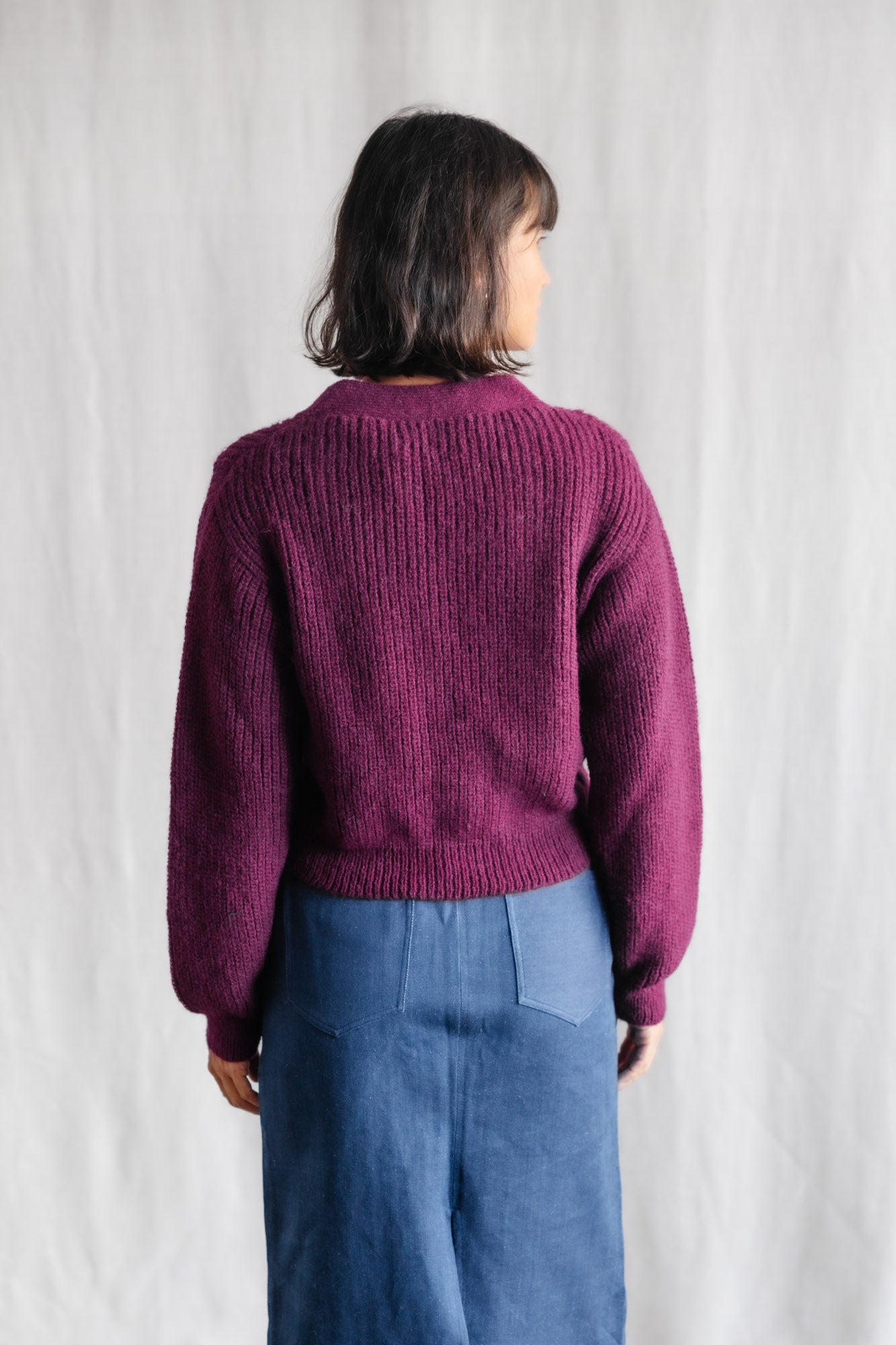 Baby alpaca knit cardigan Arequipa Berry