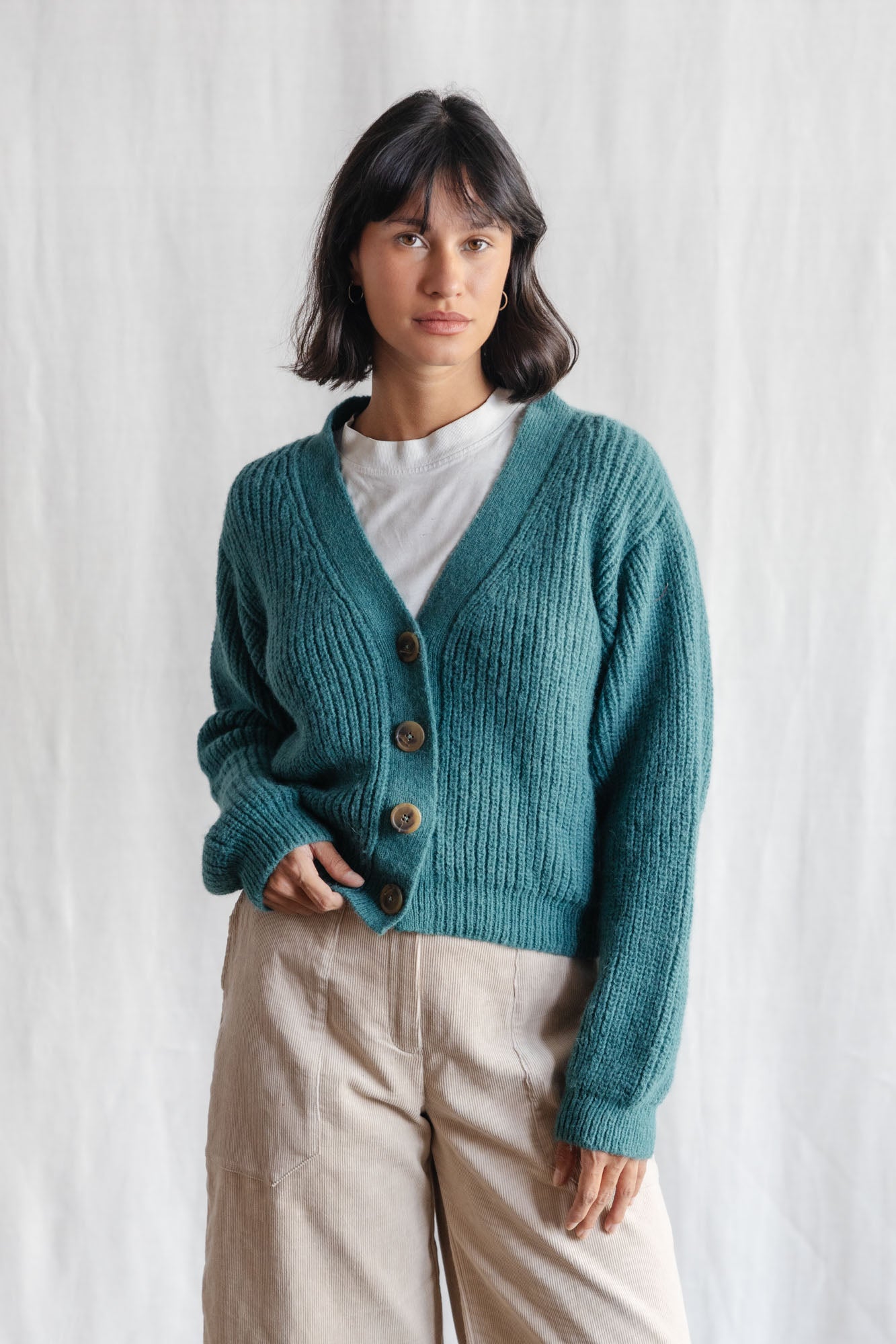 Baby Alpaca Knitted Cardigan Arequipa Ocean