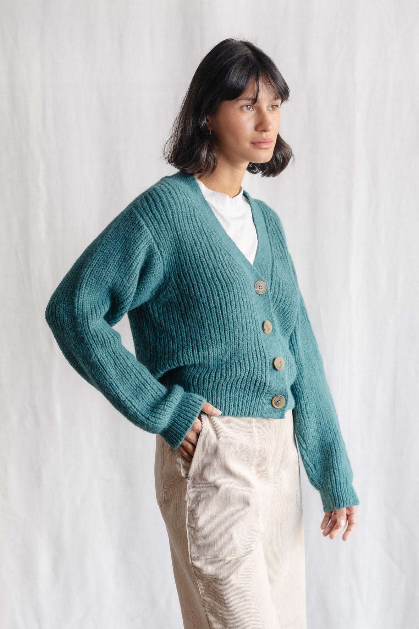 Baby Alpaca Knitted Cardigan Arequipa Ocean