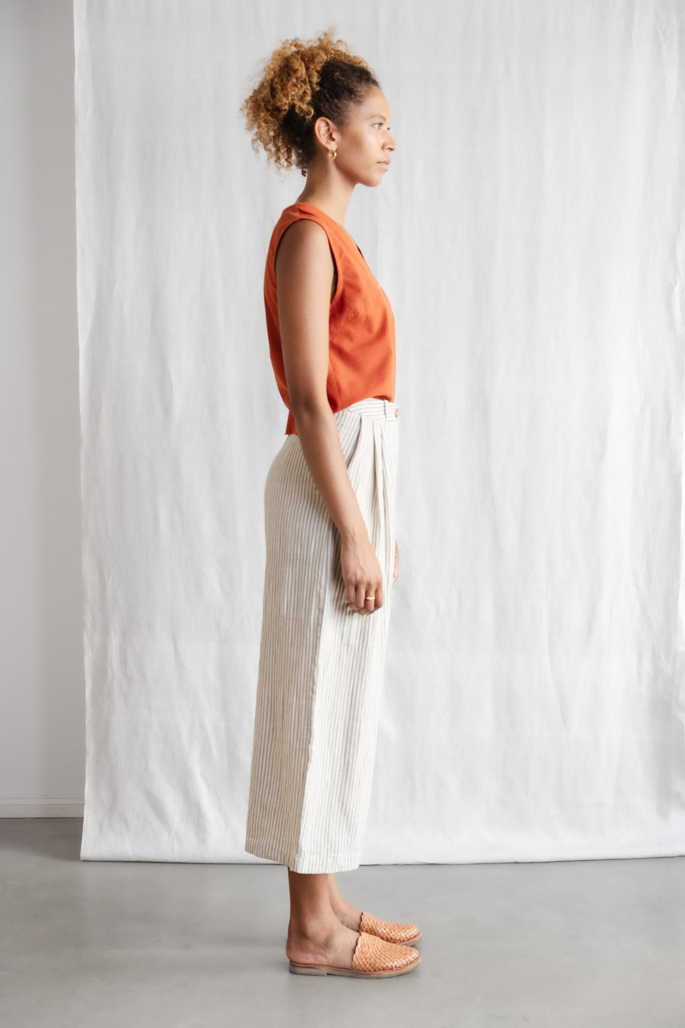 Baumwoll Culotte Awasi Grau-Weiß