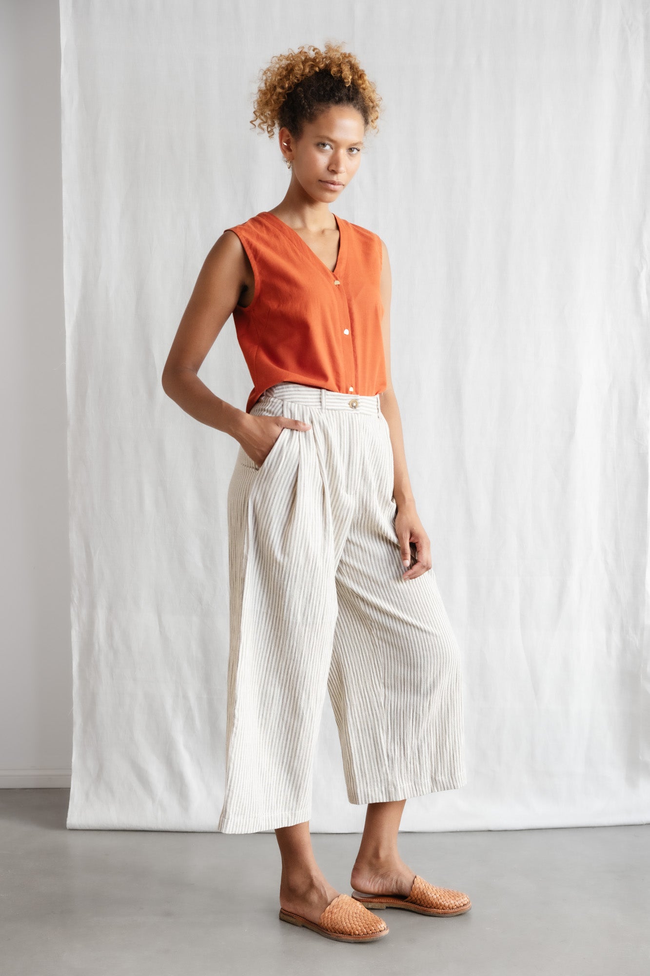 Baumwoll Culotte Awasi Grau-Weiß