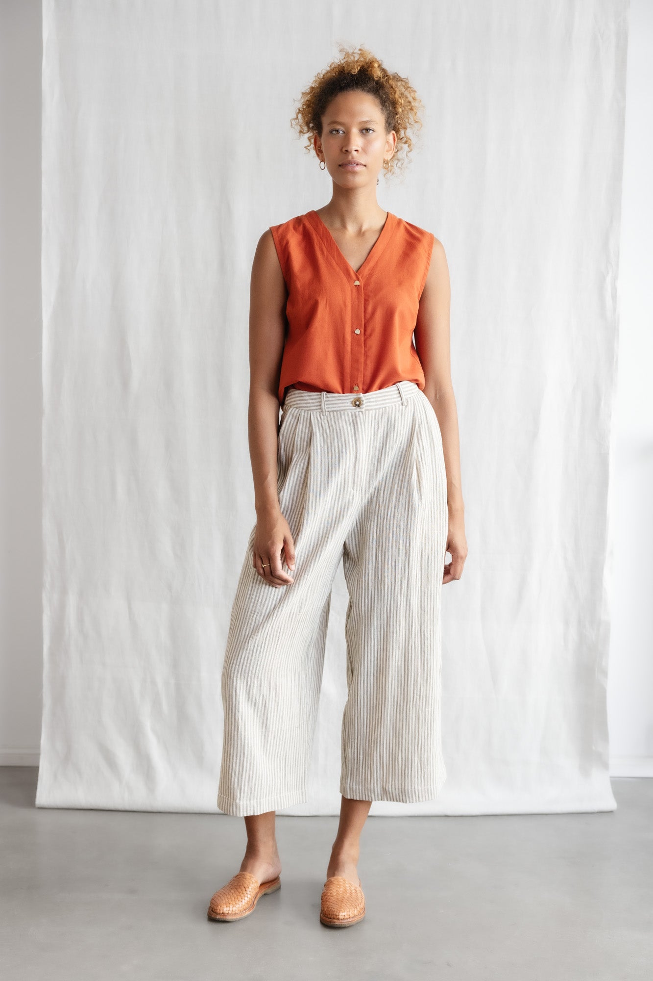 Baumwoll Culotte Awasi Grau-Weiß