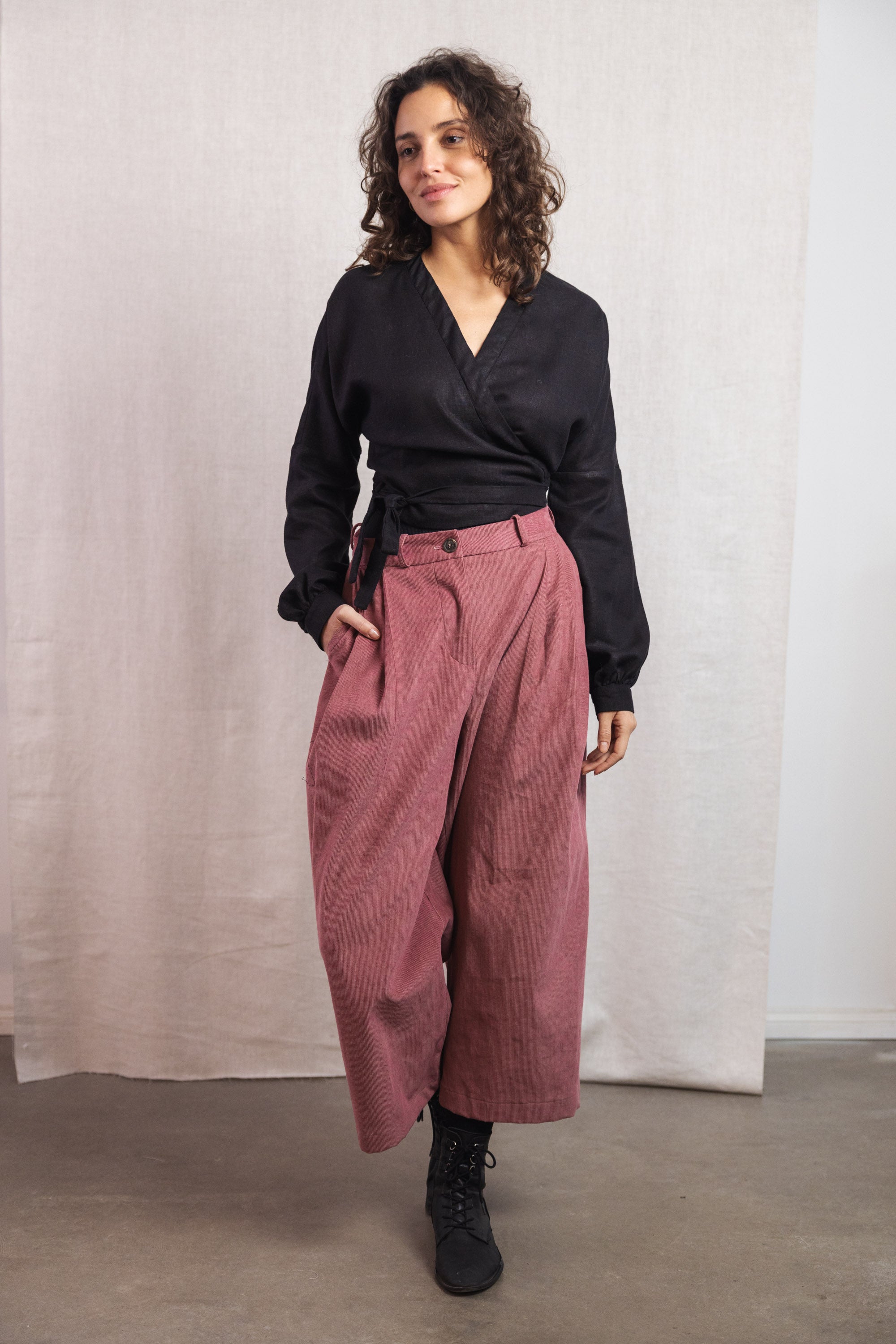 Organic Cotton Corduroy Culotte Awa Old Pink