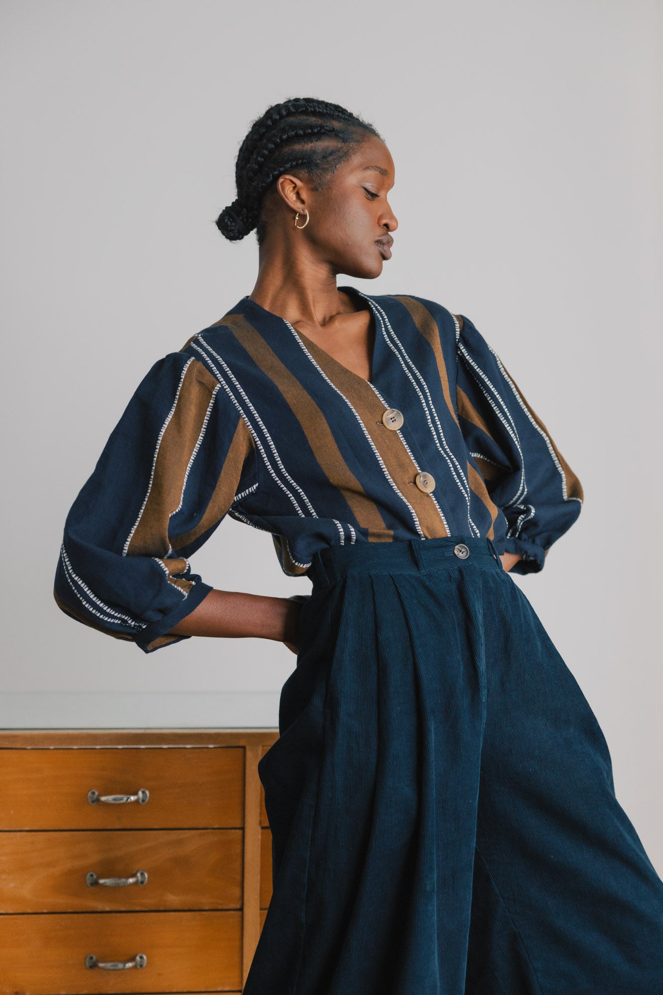 Organic Cotton Corduroy Culotte Awa Night Blue
