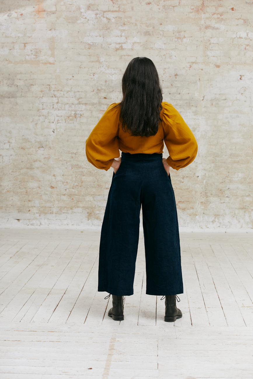 Organic Cotton Corduroy Culotte Awa Night Blue
