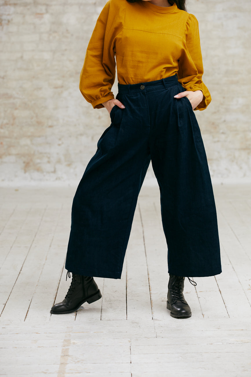 Organic Cotton Corduroy Culotte Awa Night Blue
