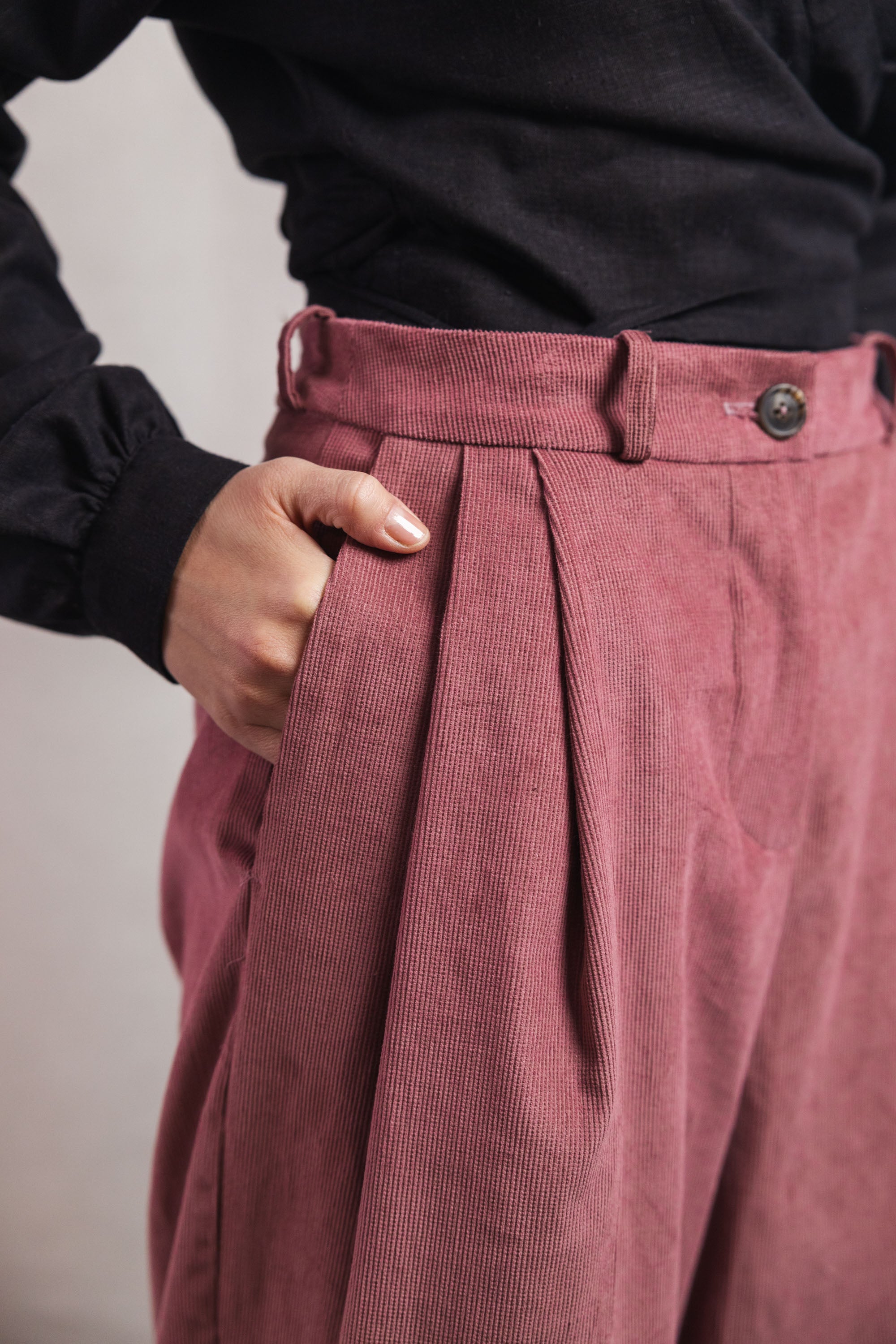 Organic Cotton Corduroy Culotte Awa Old Pink