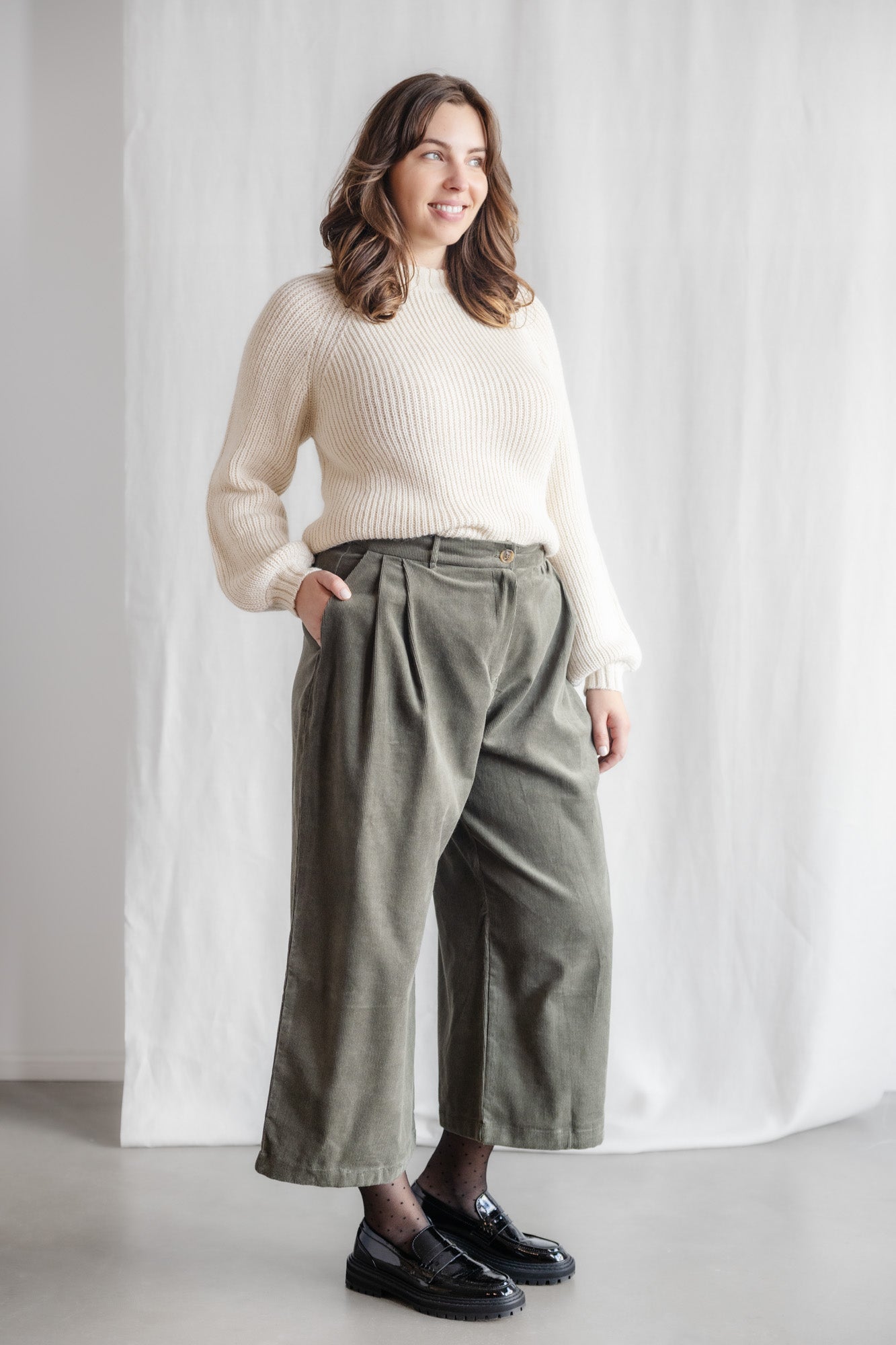 Organic Cotton Corduroy Culotte Awa Pistachio