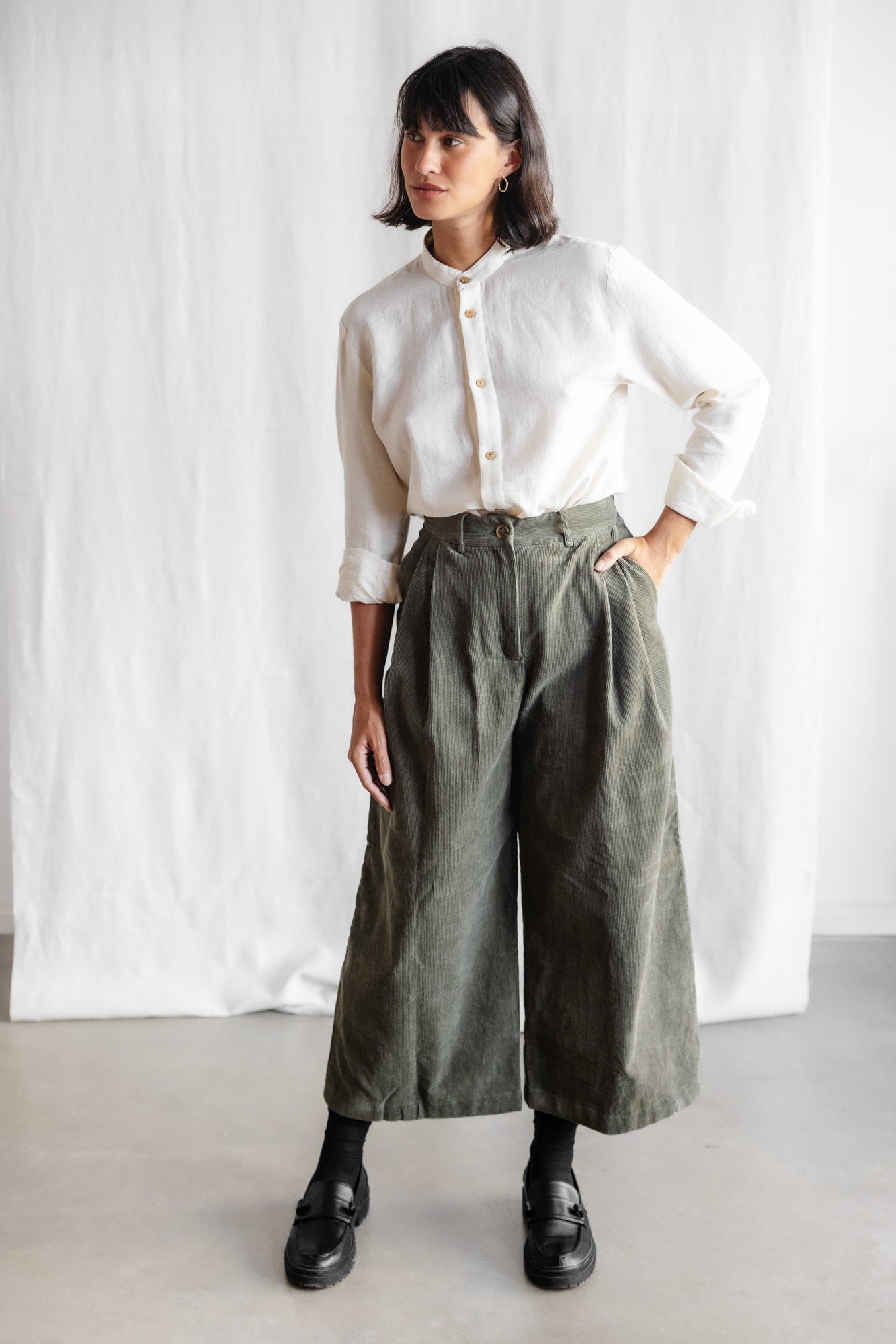 Organic Cotton Corduroy Culotte Awa Pistachio