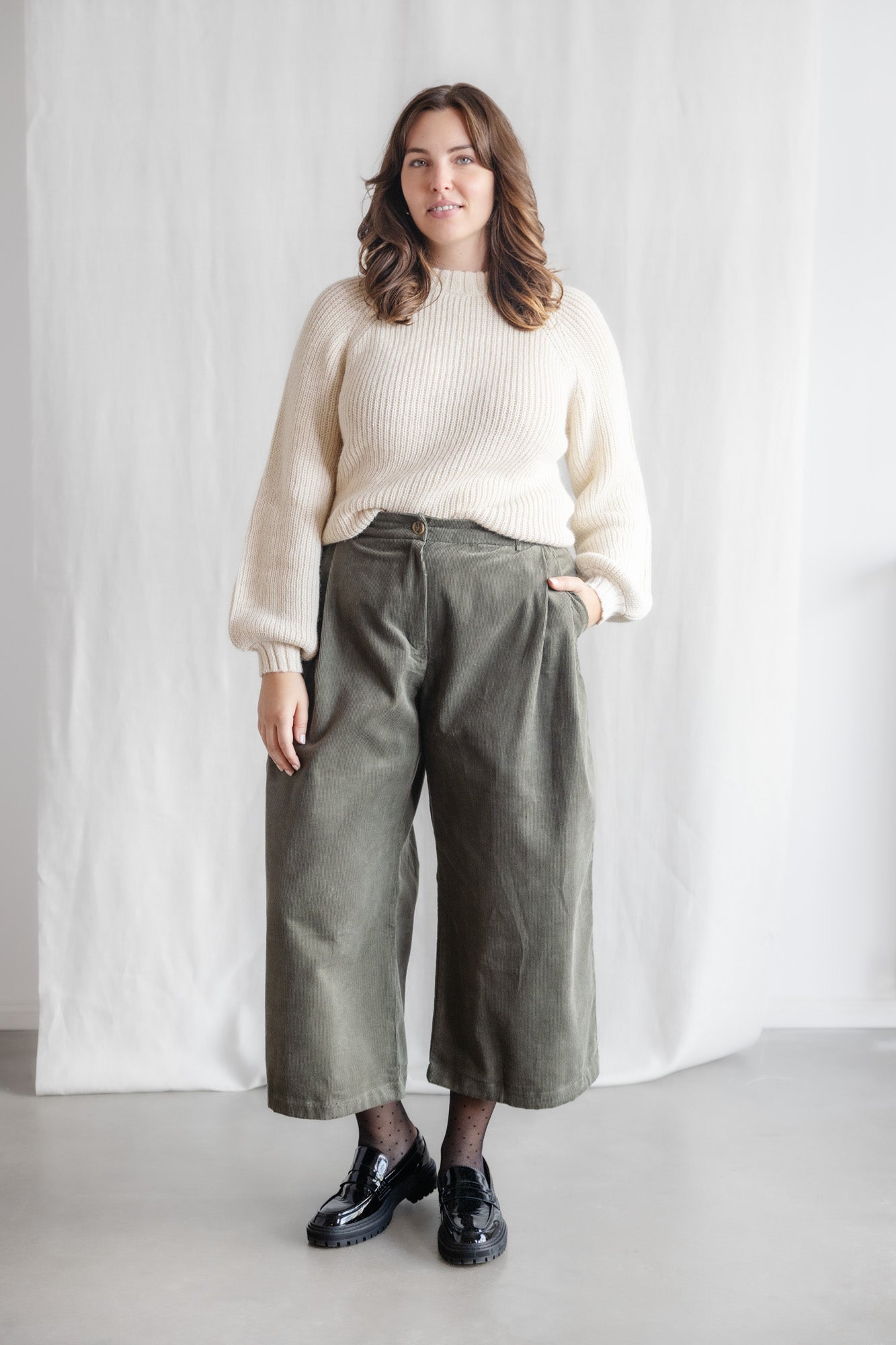 Organic Cotton Corduroy Culotte Awa Pistachio
