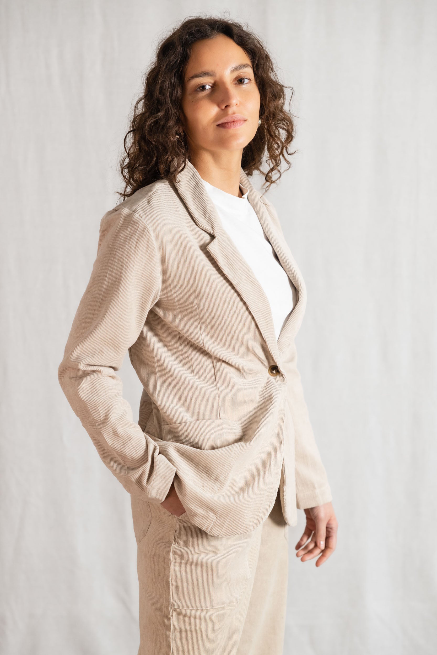 Bio-Baumwollcord Blazer Sharad Beige