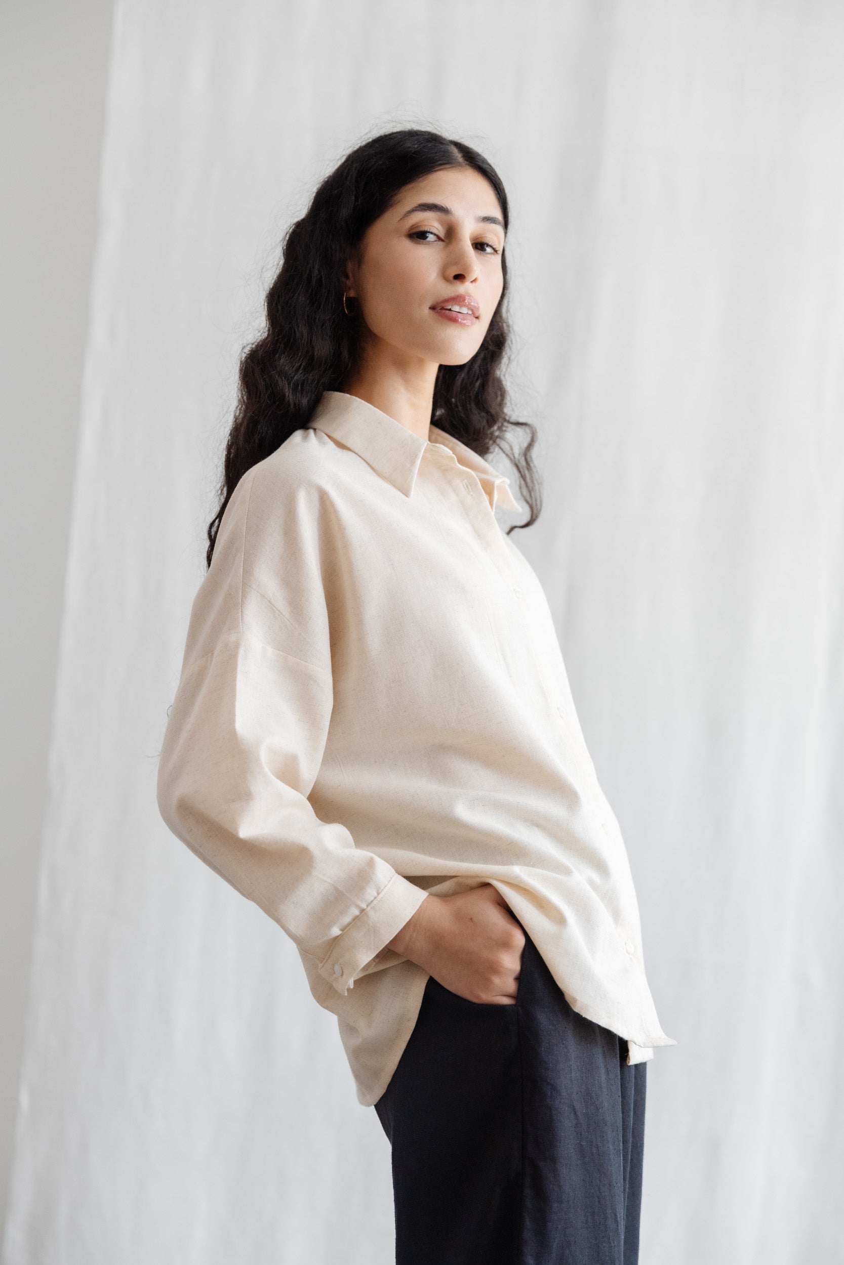 Flax/Cotton Blouse Mayank Cream