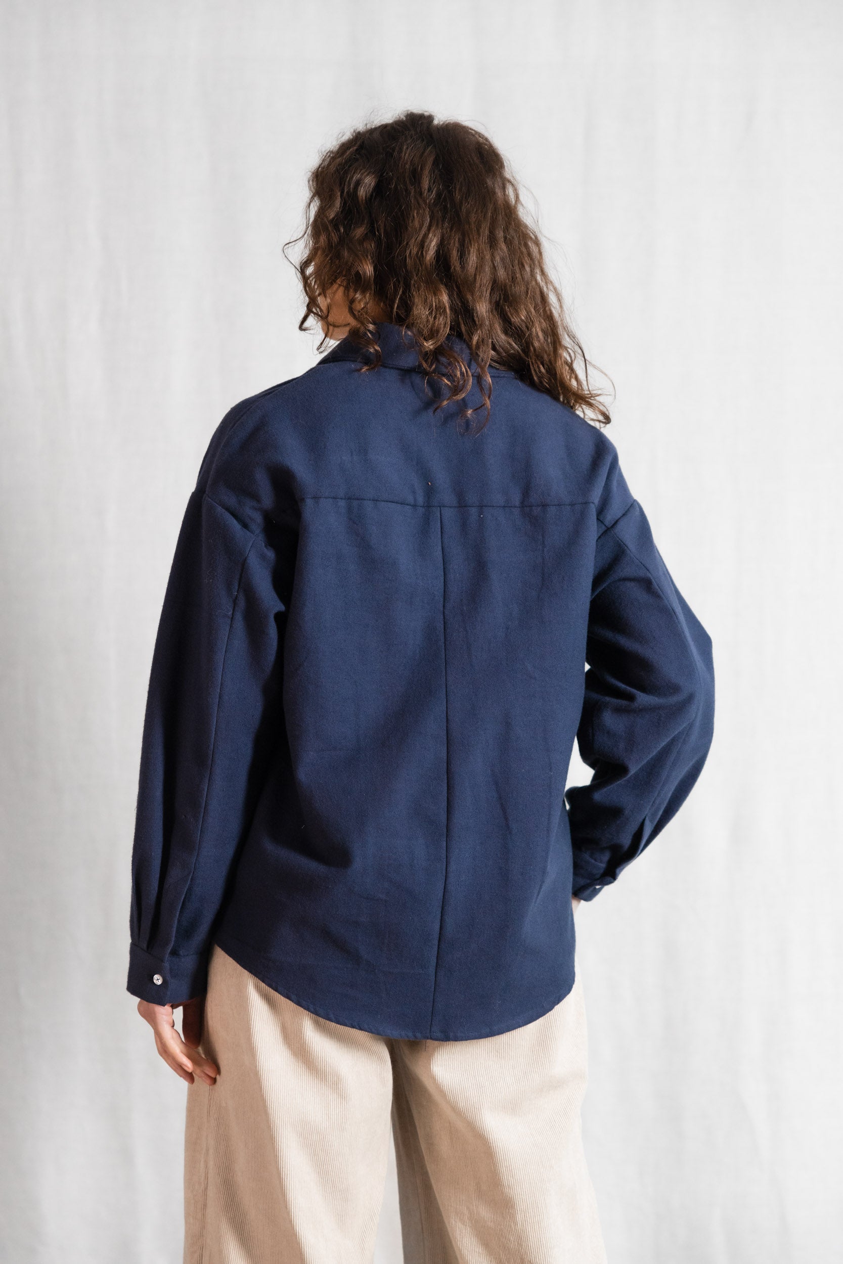 Bio-Baumwoll Flanellshirt Ashrit Grau-Blau