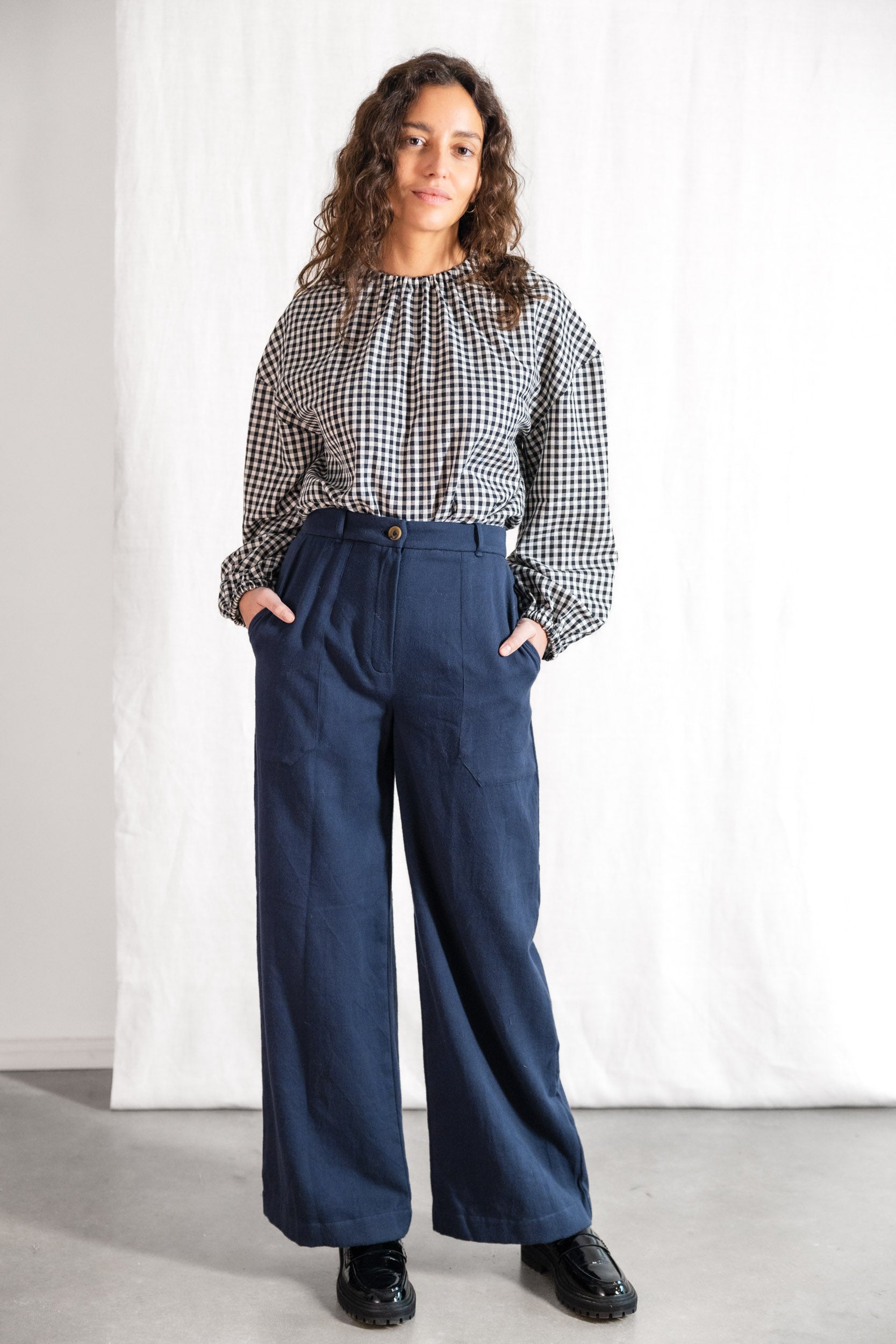 Bio-Baumwoll Hose Santosh Grau-Blau