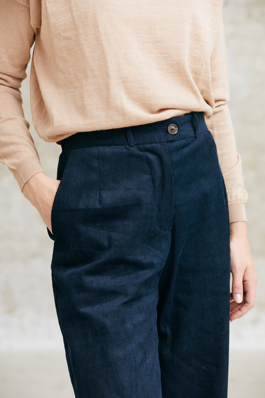 Organic Cotton Corduroy Pants Suhrutam Midnight Blue