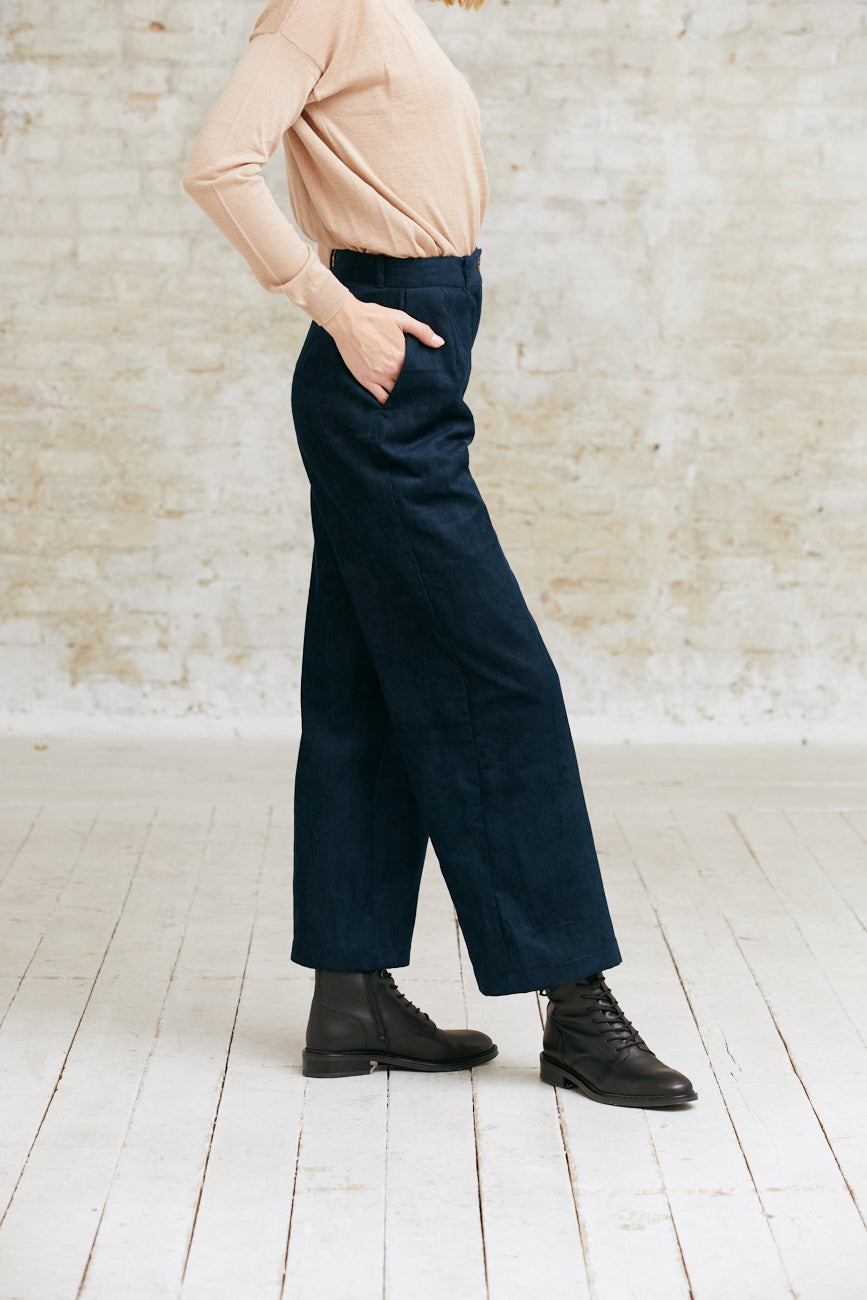 Organic Cotton Corduroy Pants Suhrutam Midnight Blue