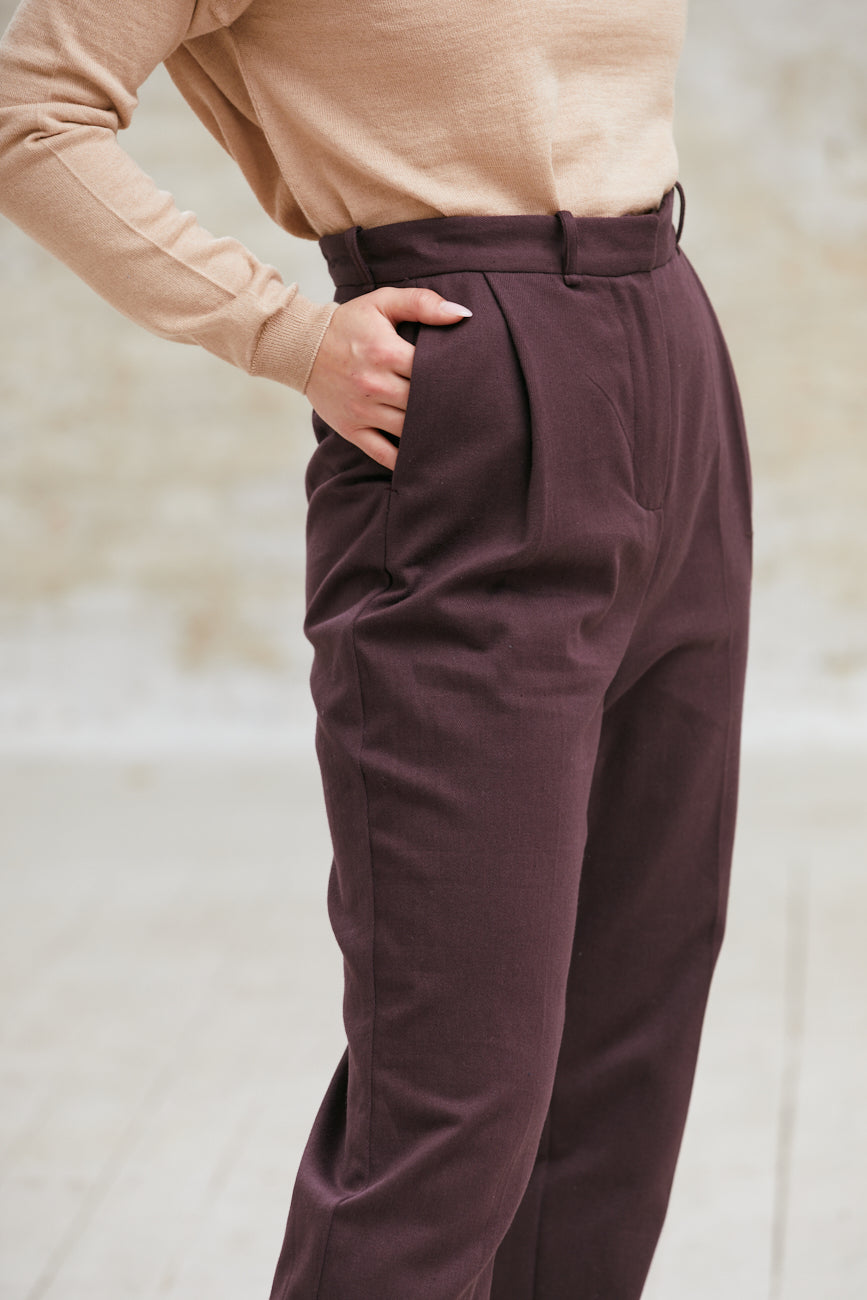 Organic Cotton Pants Vihaan Aubergine