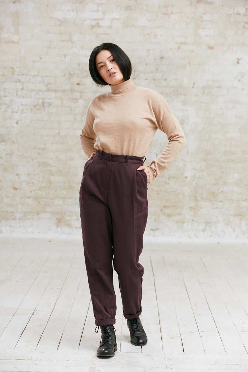 Organic Cotton Pants Vihaan Aubergine