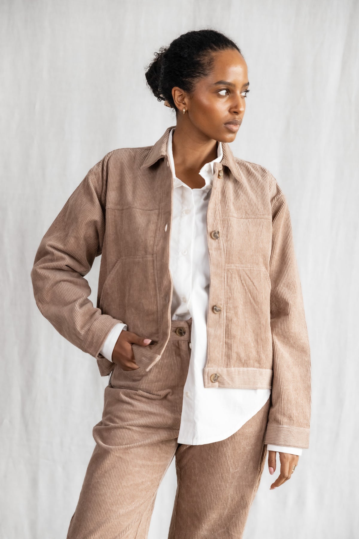 Bio-Baumwollcord Jacke Nariyal Cappuccino
