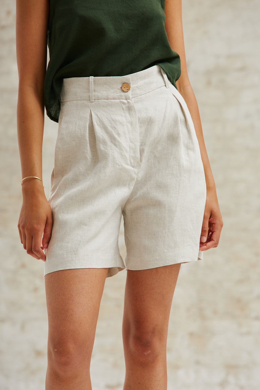 Hemp highwaist shorts Aakash Greige