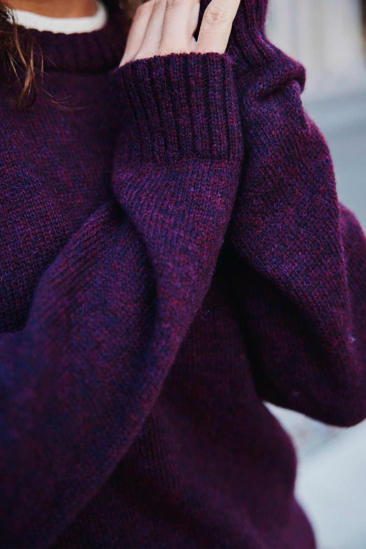 Baby-Alpaka Strickpullover Saposoa Brombeer