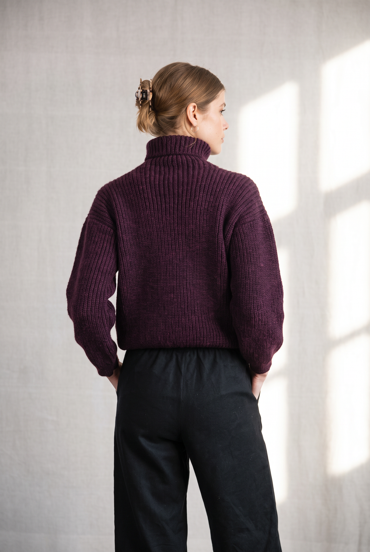 Baby-Alpaka Turtleneck Strickpullover Sabeti Brombeer