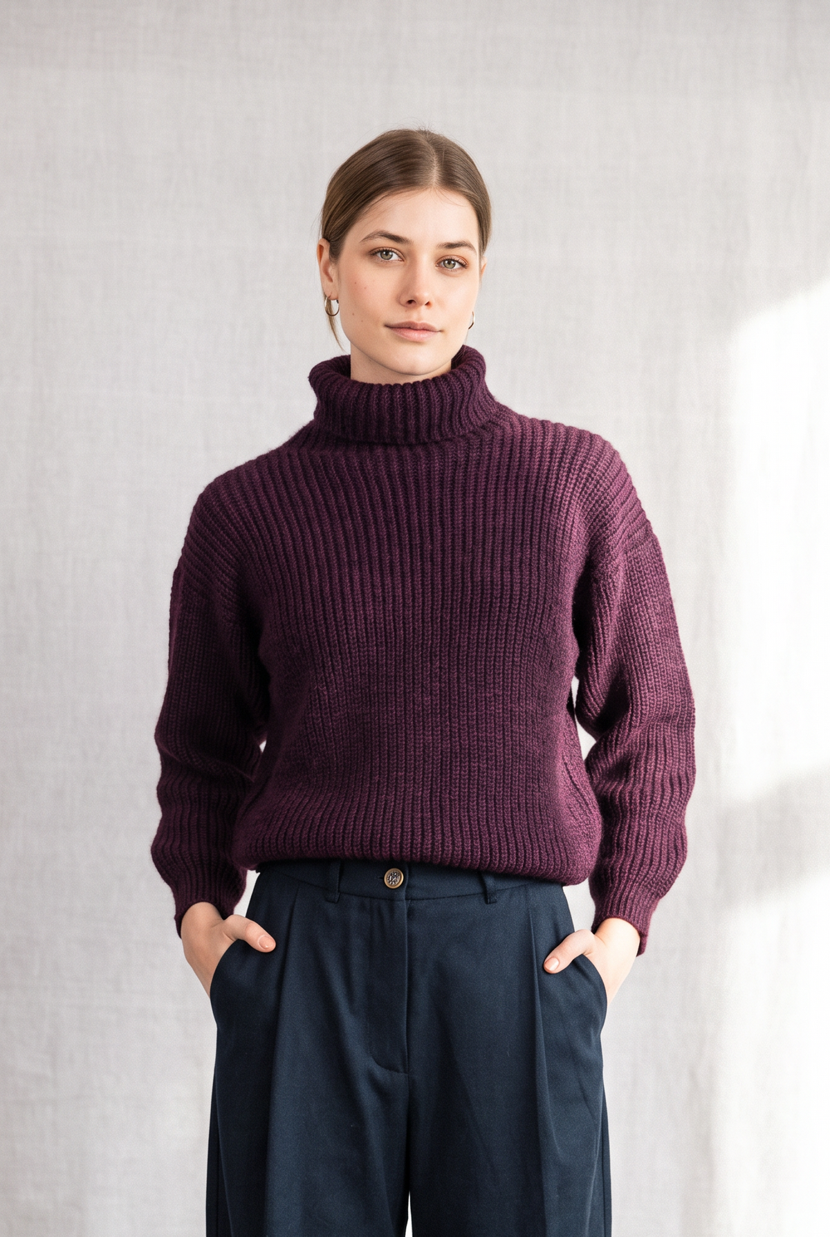 Baby-Alpaka Turtleneck Strickpullover Sabeti Brombeer