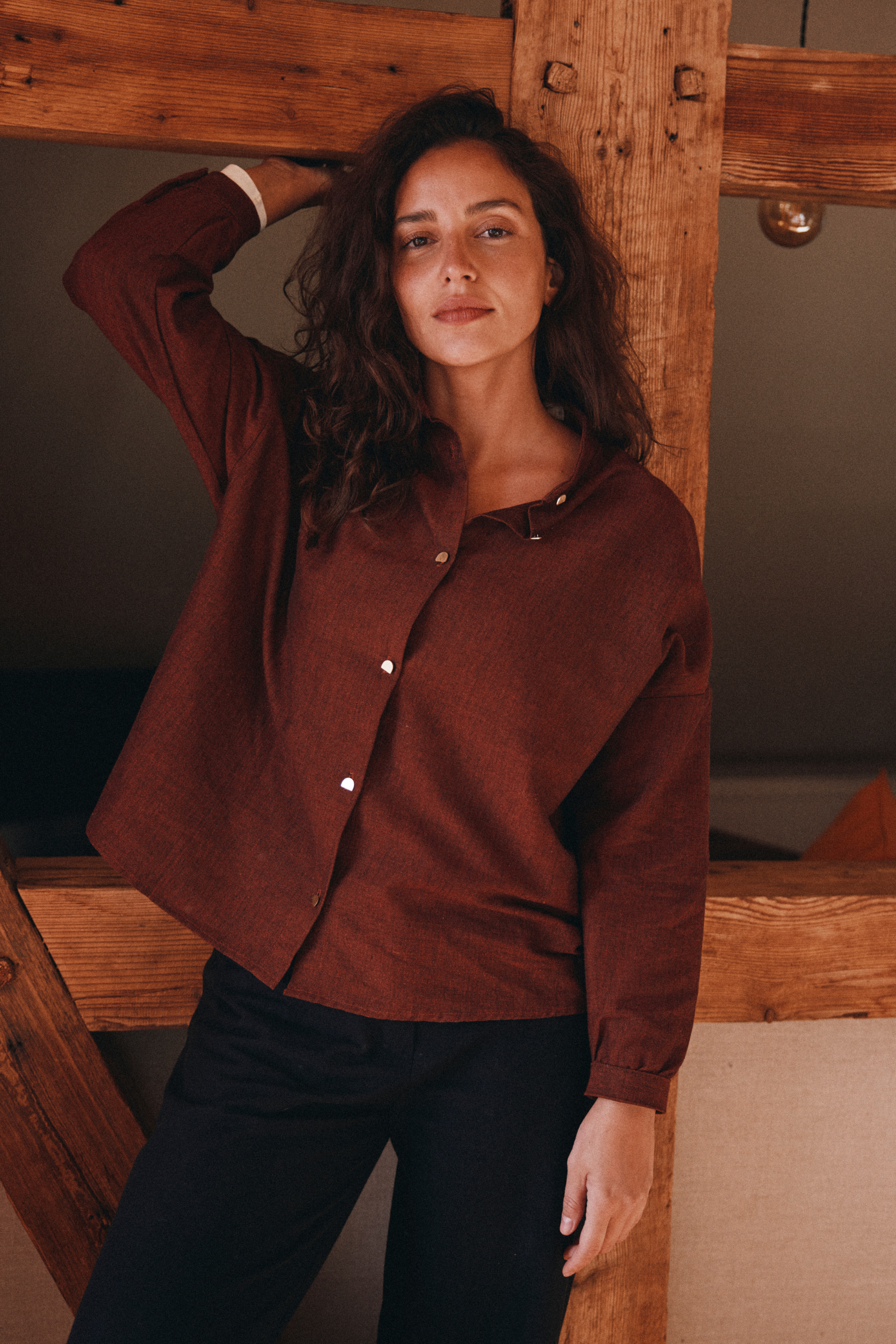 Bio-Baumwoll Bluse Hawali Rum-Rosine
