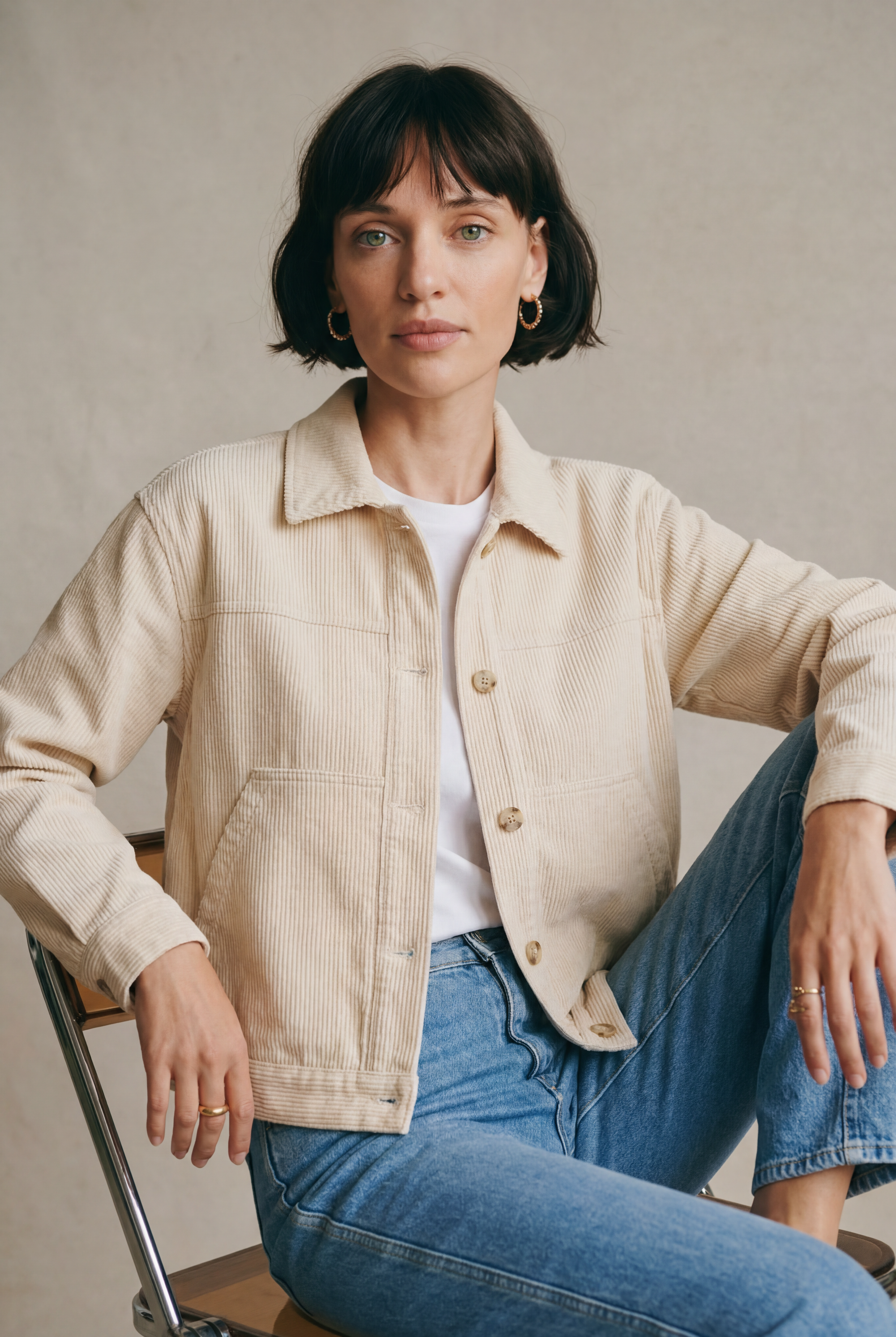 Bio-Baumwollcord Jacke Nariyal Beige